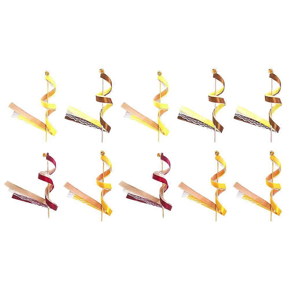 Ribbon Fairy Wands Party Decorative Streamer Wands with Bell 10Pcs