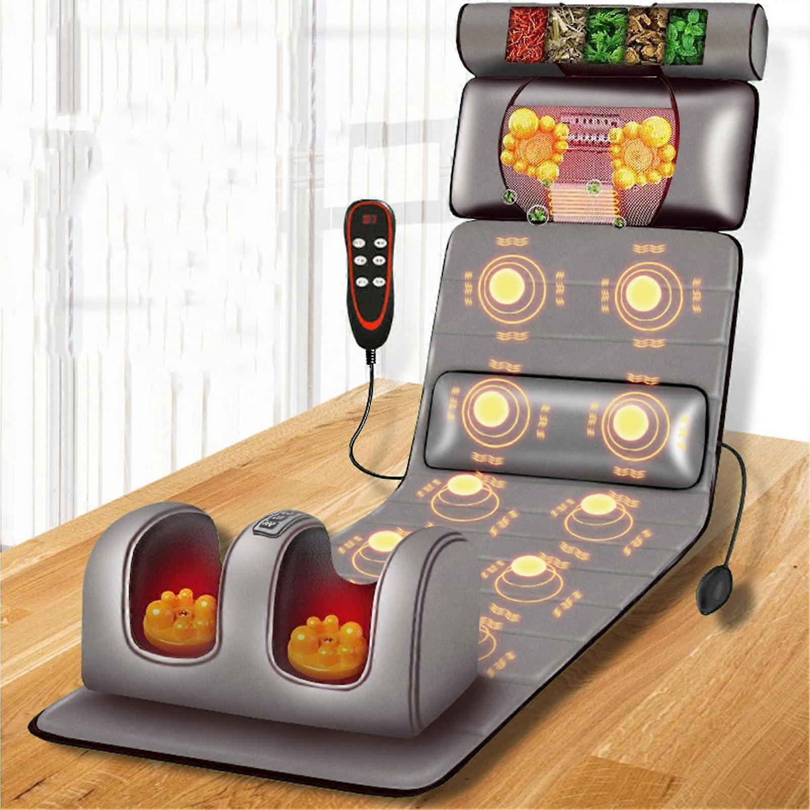 Massage Mat With Heat 10 Vibrating Nodes Adjustable Pillows Heating Pads Neck And Back Relief Grey