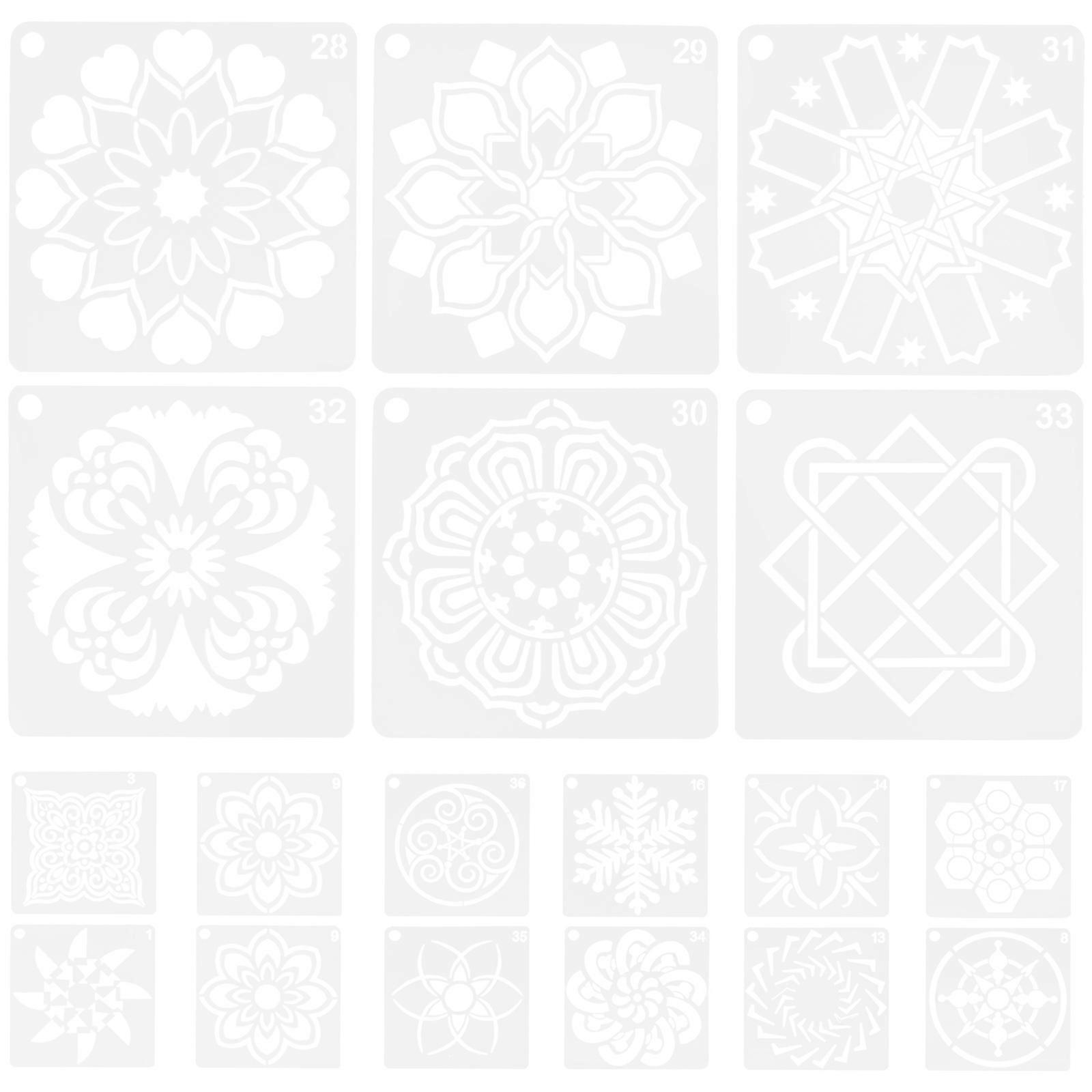 Mandala Painting Template Round Shape for Crafts Professionals Pet Material White Decorating 36Pcs