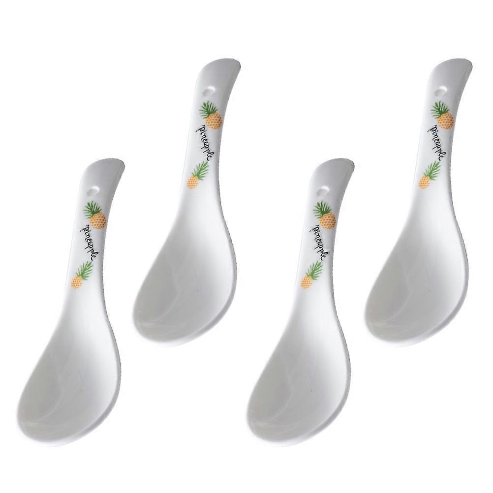 Ceramic Soup Spoon Japanese Spoon for Home 4Pcs Assorted