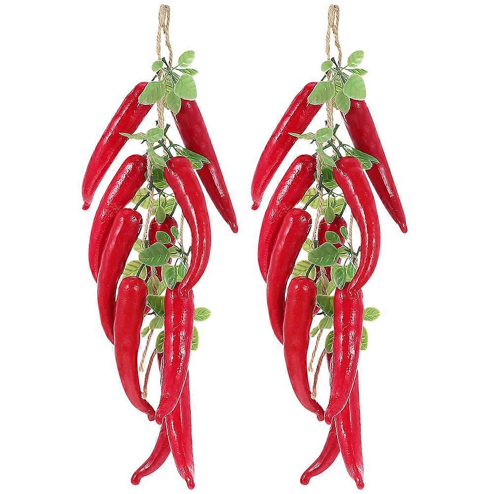 Simulation Pepper Hanging Ornament Artificial Pepper String with 4 Strings