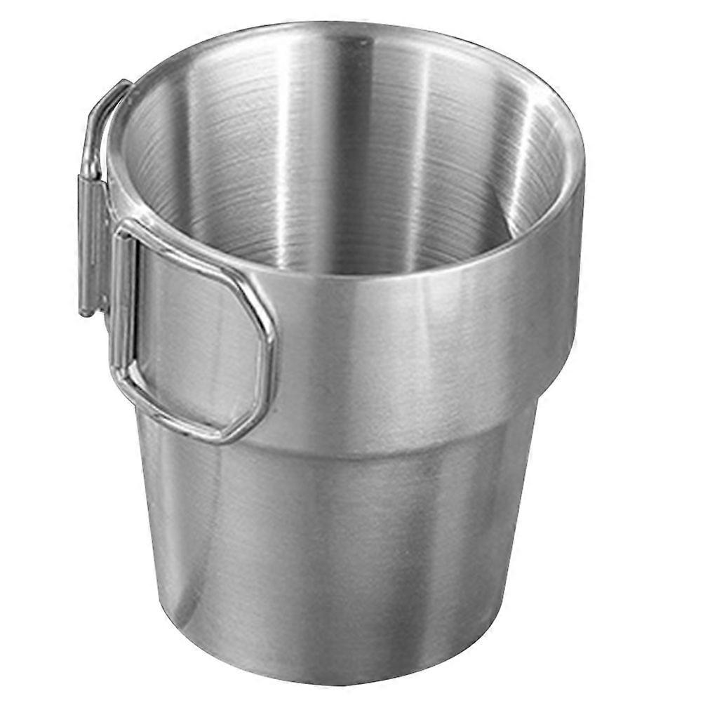 Camping Cup Stainless Steel Cup with Folding Handle 2Pcs for Outdoor Use