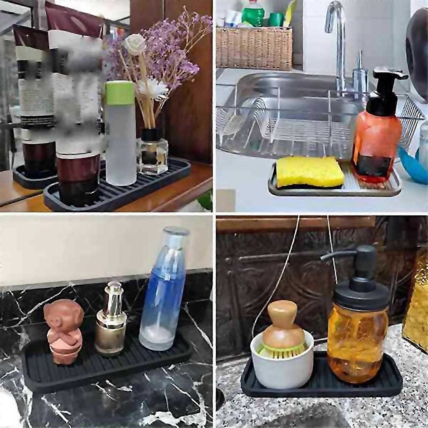 For 2pc Kitchen Silicone Sink Holder Soap Dispenser Countertop