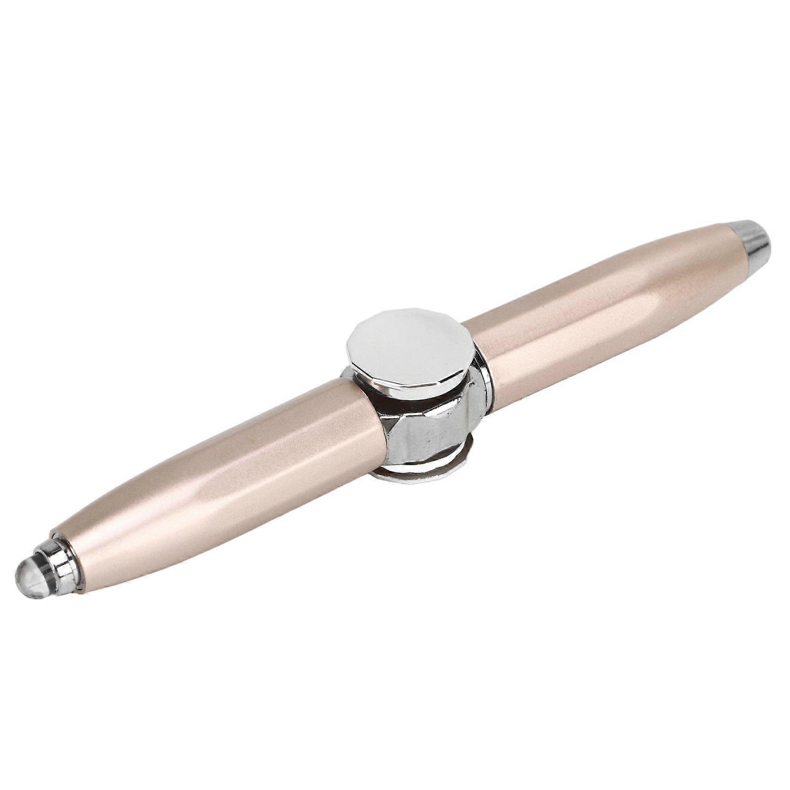 Fingertip Luminous Gyro Ballpoint Pen Finger Spinning Writing Pen with LED Light for Releasing Stress Gold