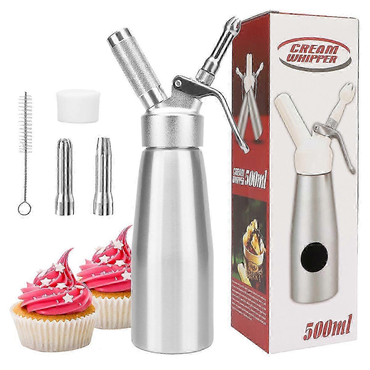 Professionel flødedispenser, sifon i rustfrit stål 500 ml, 3 dyser