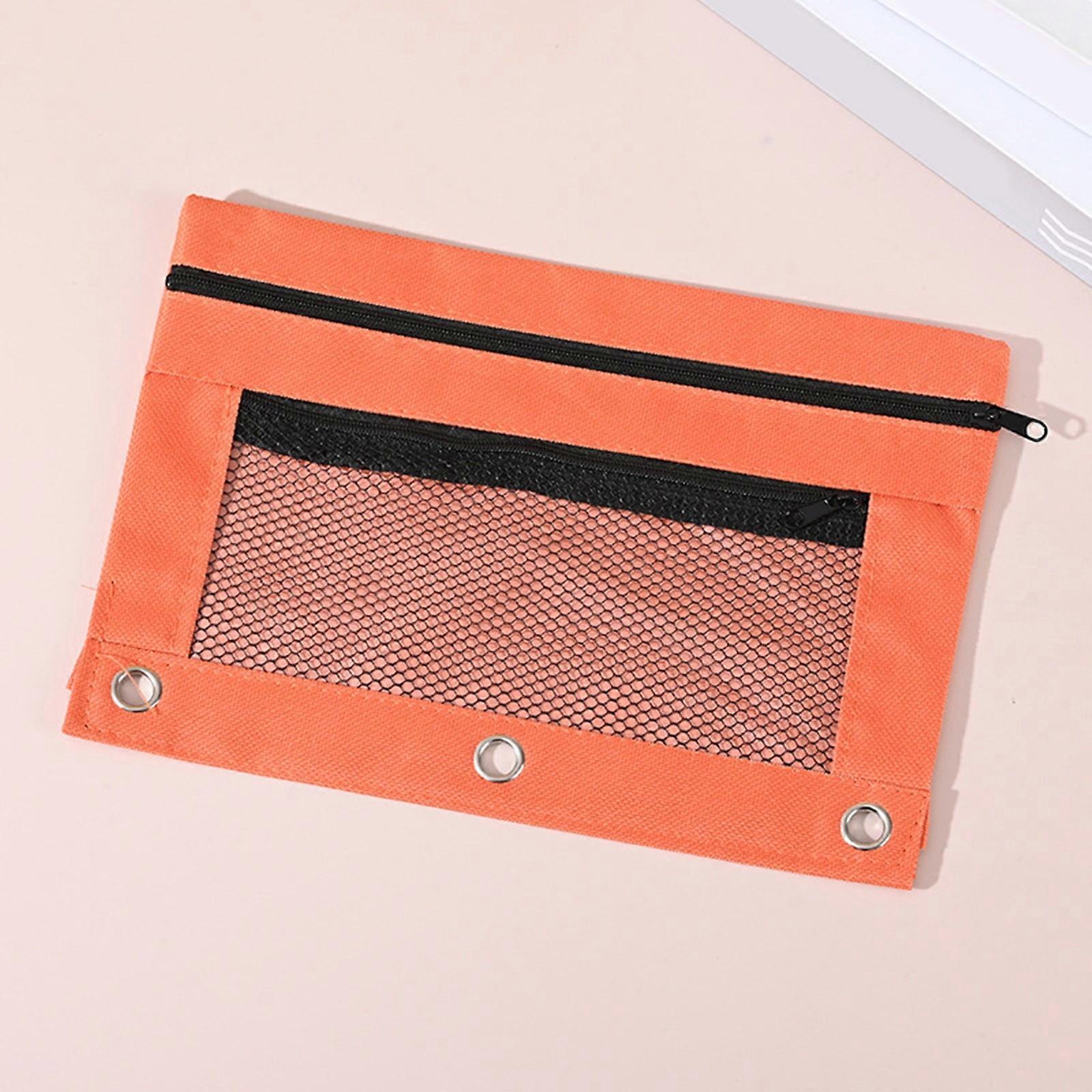 YangJinLian Binder Pencil Pouch with Zipper Pulls, Pencil Case with Rivet Enforced 3 Ring, Multicolored