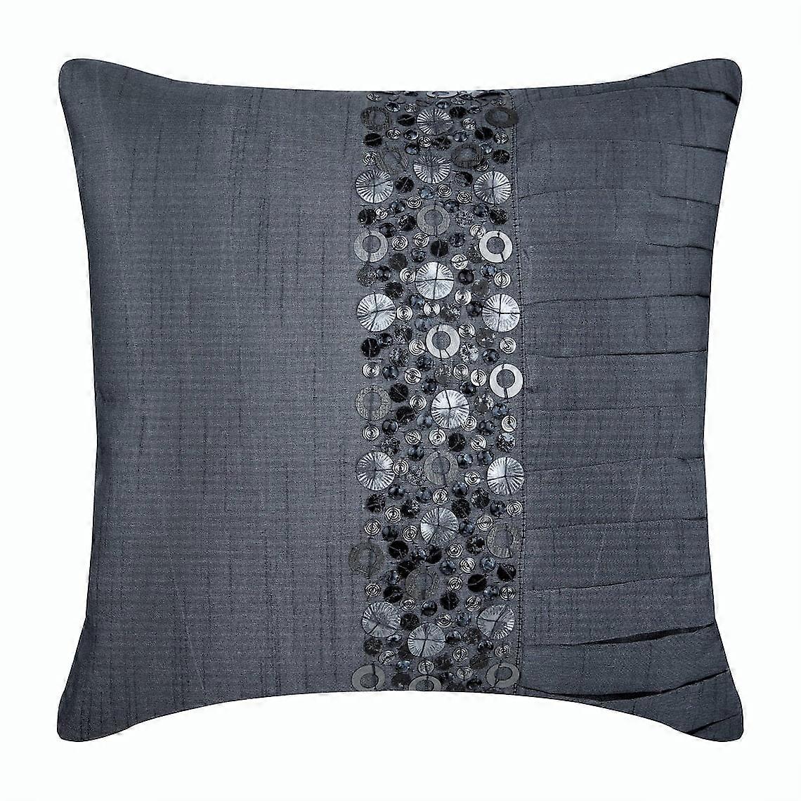 Grey Sequins Pillow Shams 24x24 inch, Textured Square Silk Shams, Circles & Dots - Simple Treasures