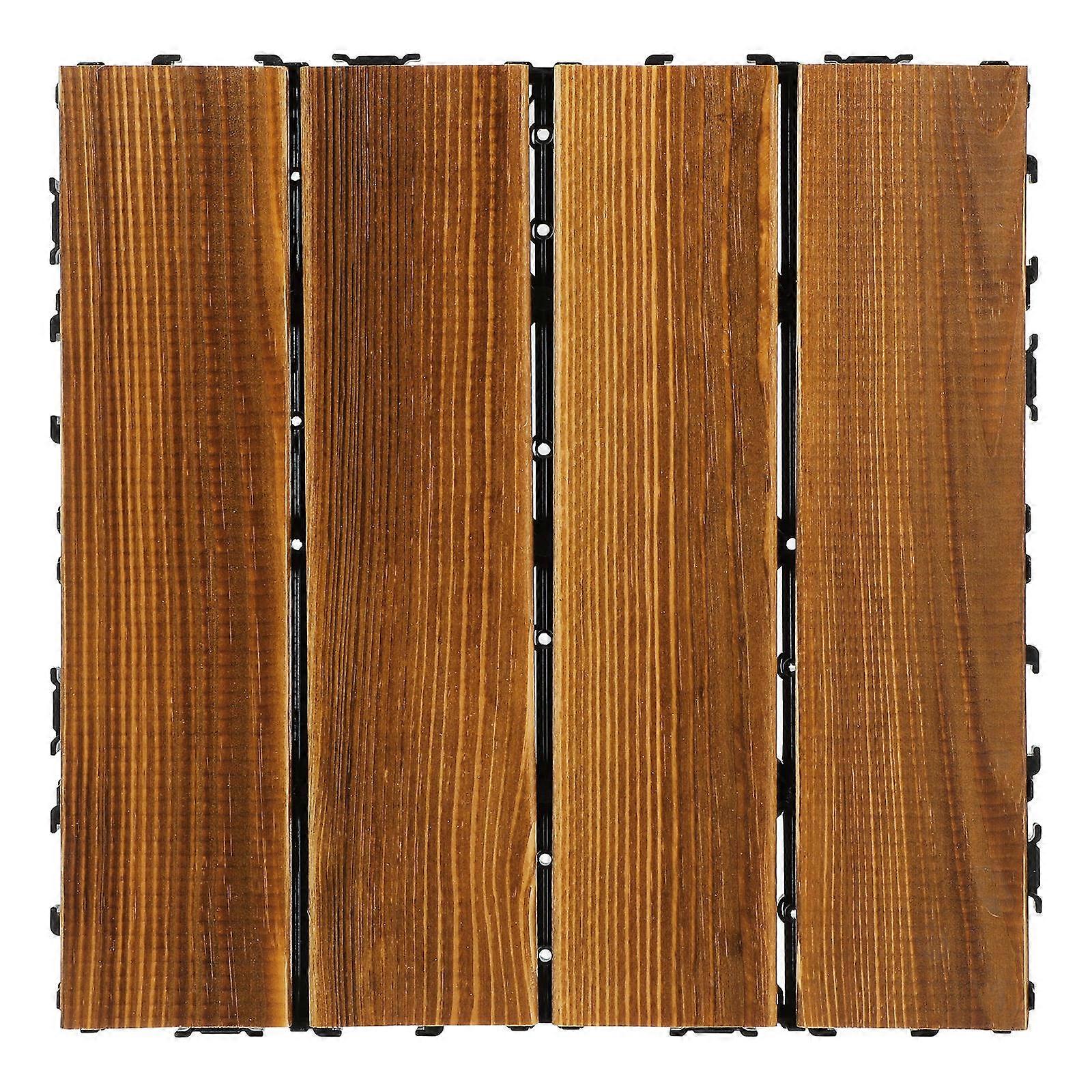 Wooden Flooring Outdoor Deck Tile for Balcony Use 2Pcs Interlocking Tiles