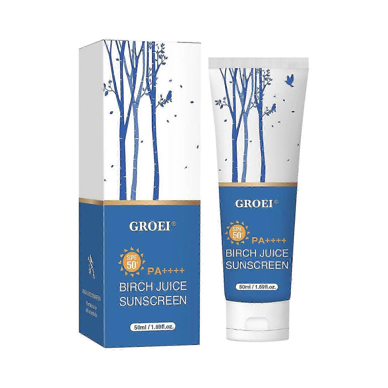Birch Juice Moisturizing Sunscreen,2025 Upgrade Spf50+ Birch Juice Hydrating Essence Face Sunscreen,strong Uv Protection,waterproof Non-greasy