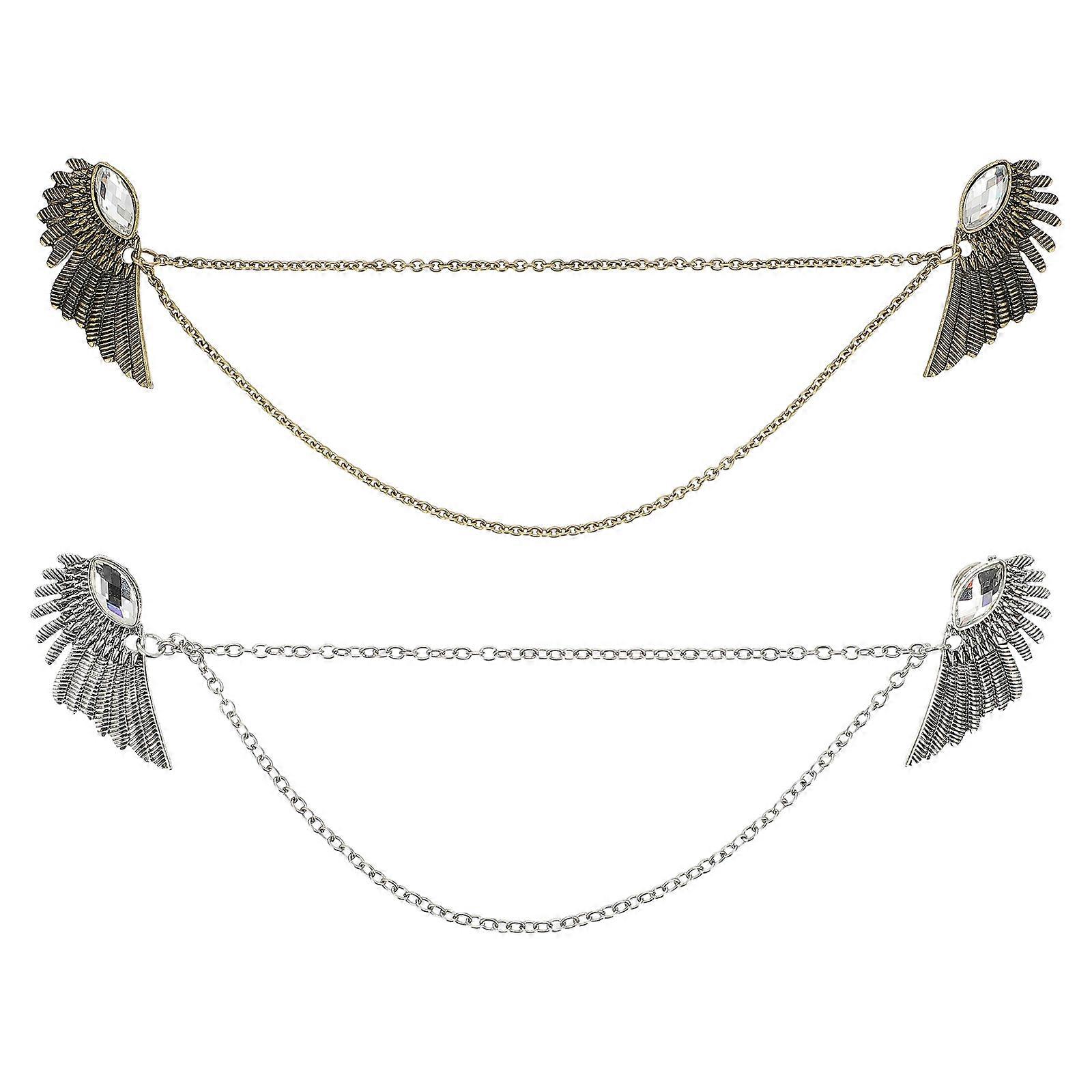 Elegant Brooch 2Pcs Collar Clip For Casual Outfits Assorted Color Wing Shape Holds Sweater Closed