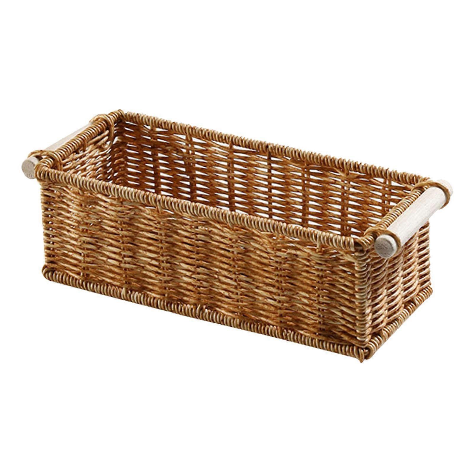 Imitation Rattan Baskets Storage Basket Bin Rectangular for Home Bar Kitchen S
