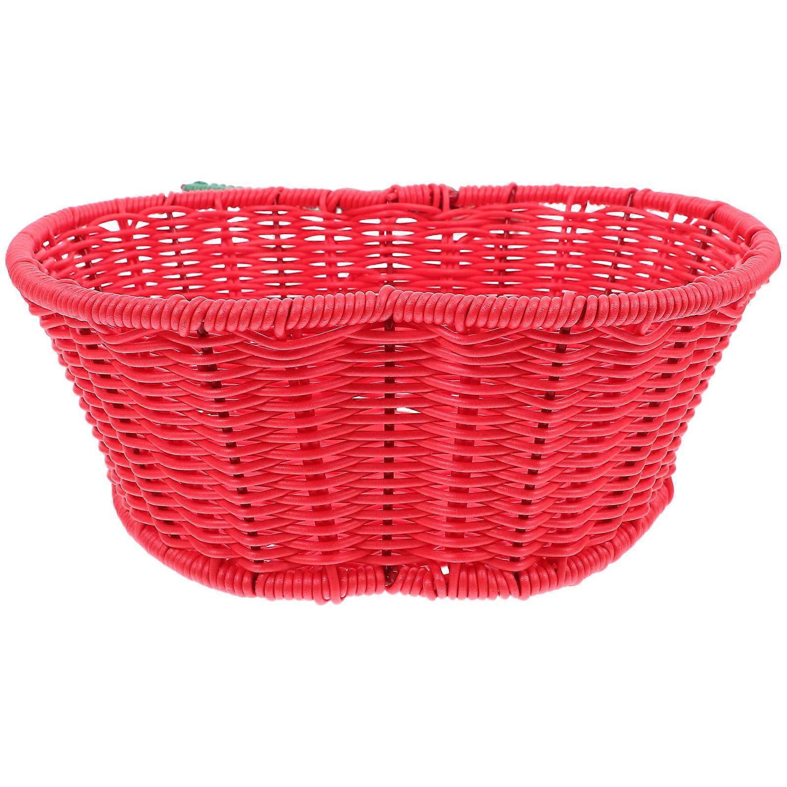 Woven Storage Basket 4Pcs Rectangular Food Serving Basket Ideal For Household Daily Use Red Color Efficient Organization