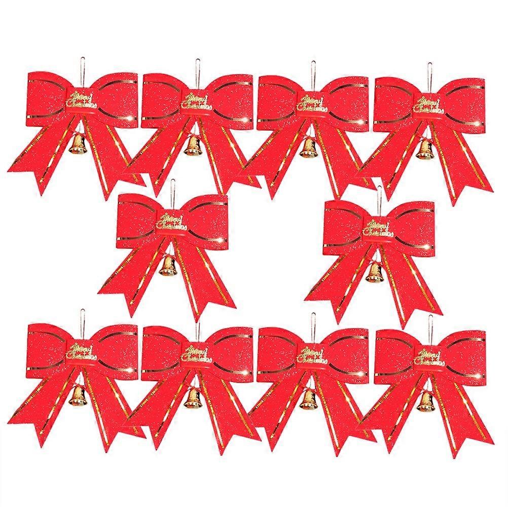 Lot de 10 pendentifs décoratifs en forme de cloche de Noël rouge