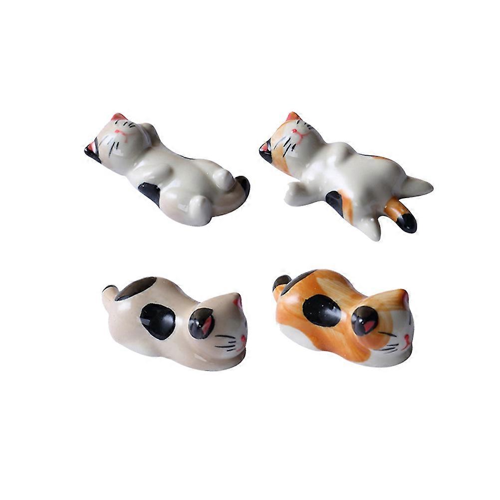 Ceramic Chopstick Rest Cat Shape for Decoration 8Pcs Household Set