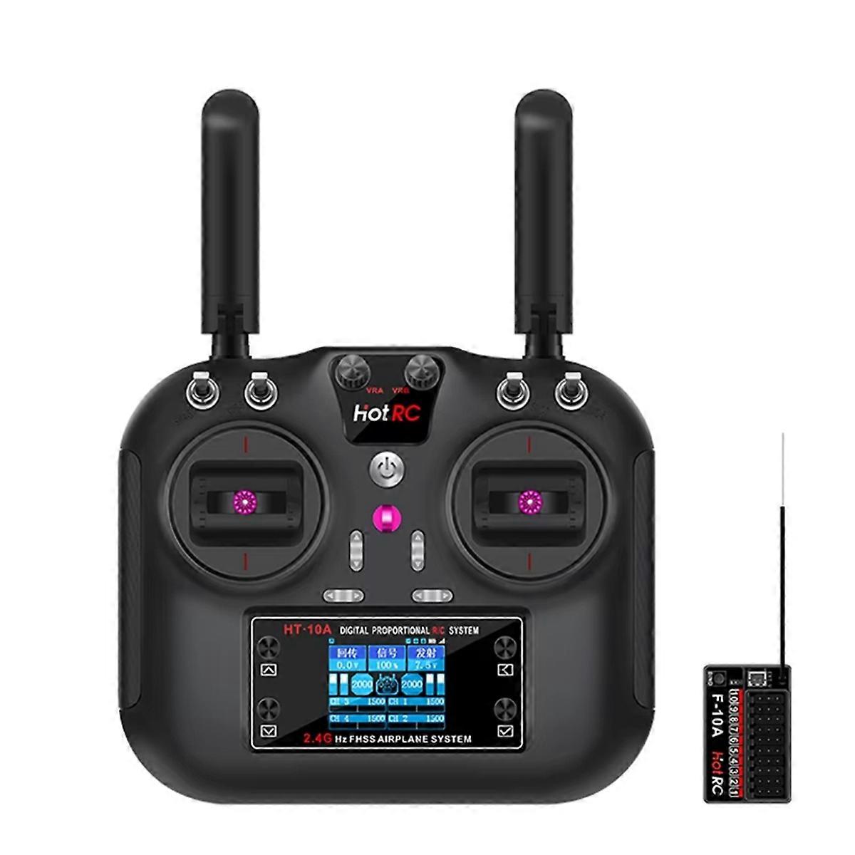 HT-10A 2.4Ghz 10CH Remote Controller with F10A Receiver for RC Aircraft Vehicle Boat Drone Accessories Parts B