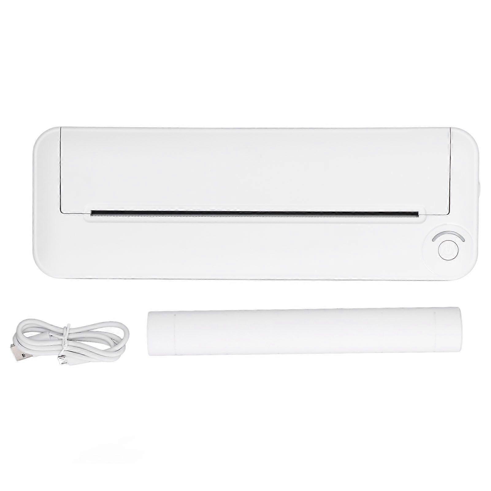 Wireless Portable Printer Bluetooth Thermal Mini for Office School Home White with 1 Roll of Paper