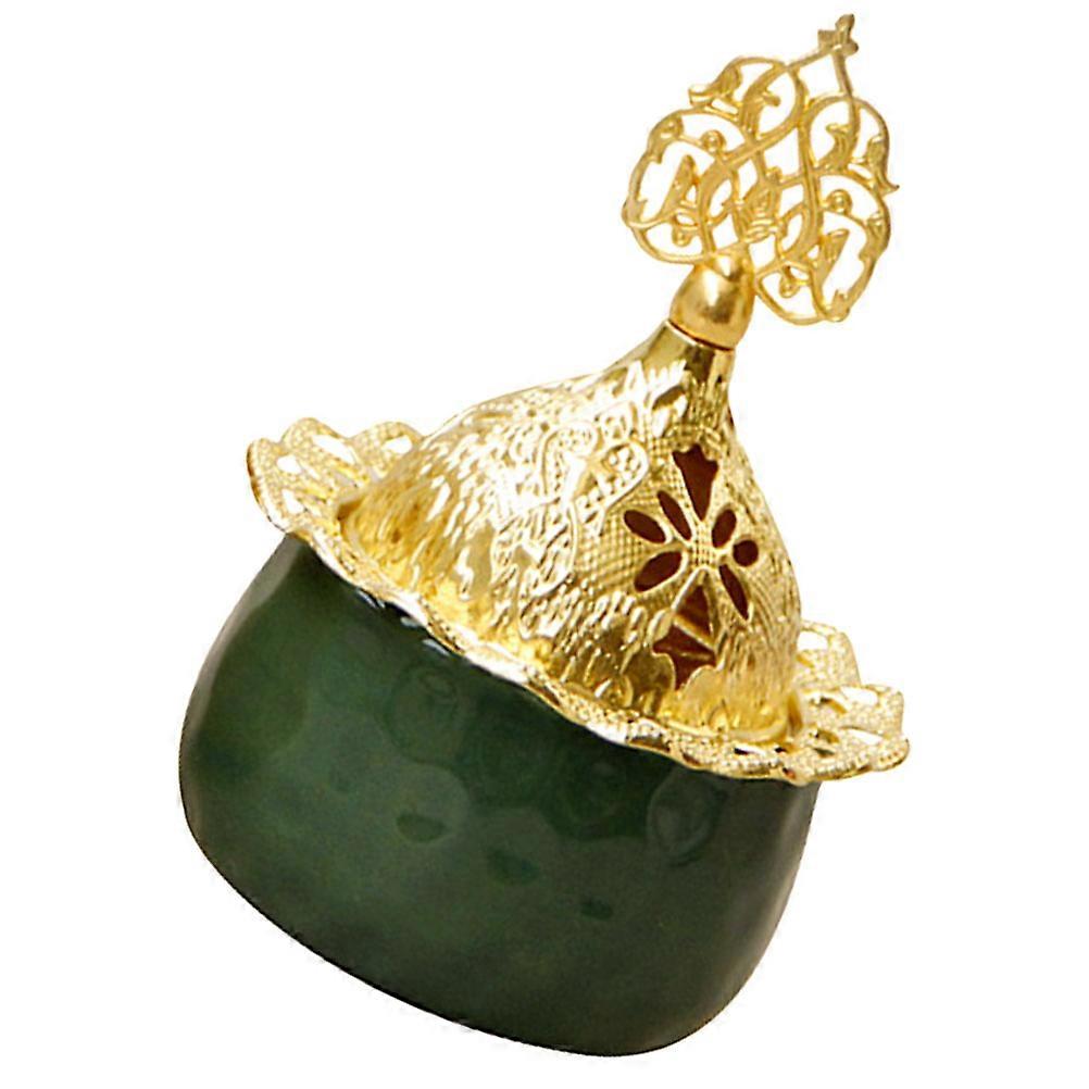 Green Ceramic Incense Burner for Aromatherapy with 5Pcs Incense Holders