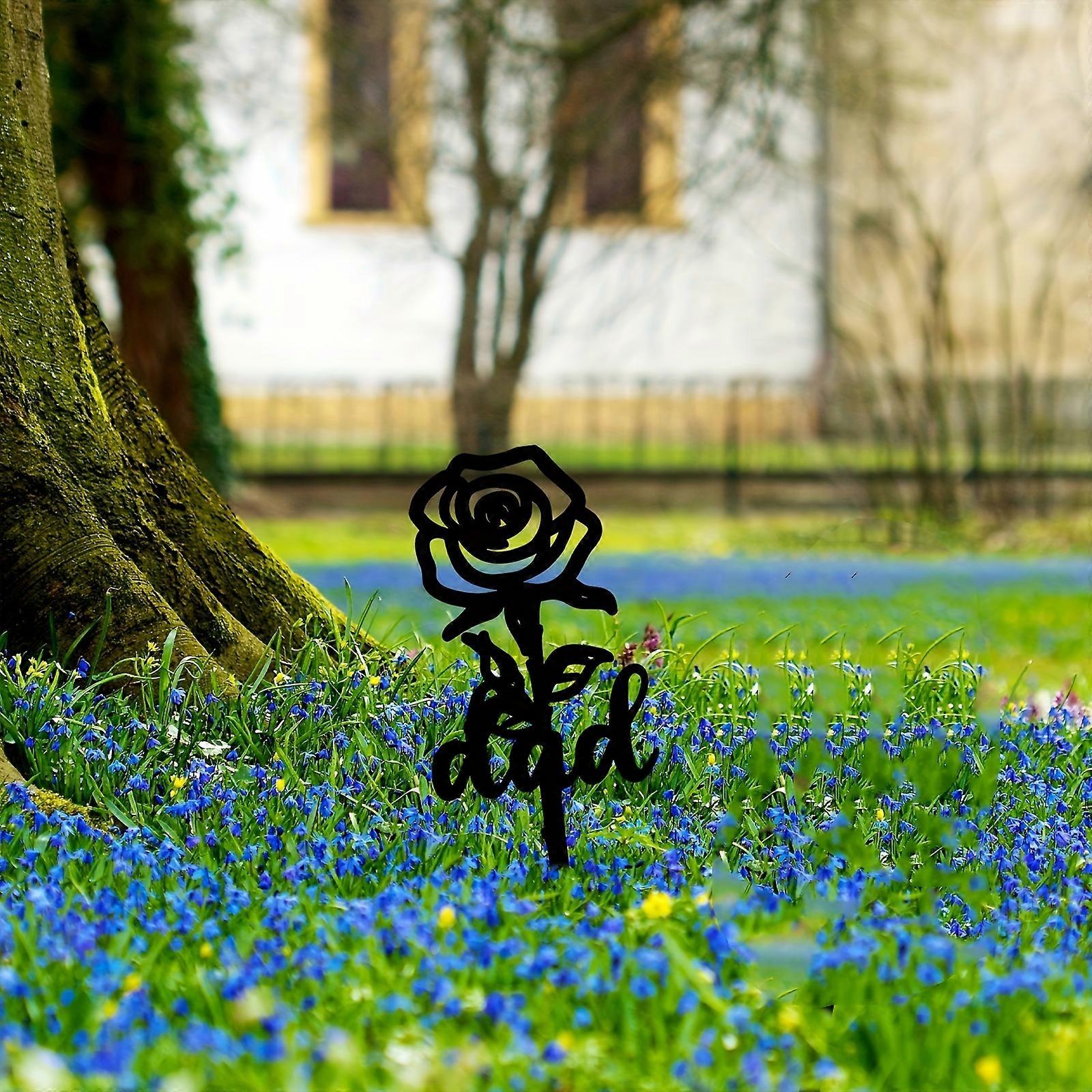 1PC Decorative Rose Memorial Stake Ornament for Dad for Garden Cemetery Graveyard Decor Remembrance