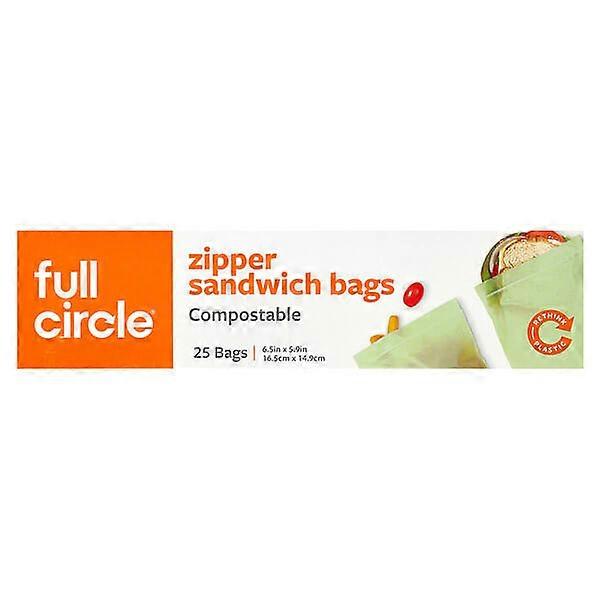 Full Circle, Zipper Sandwich Bags, Compostable , 25 Bags