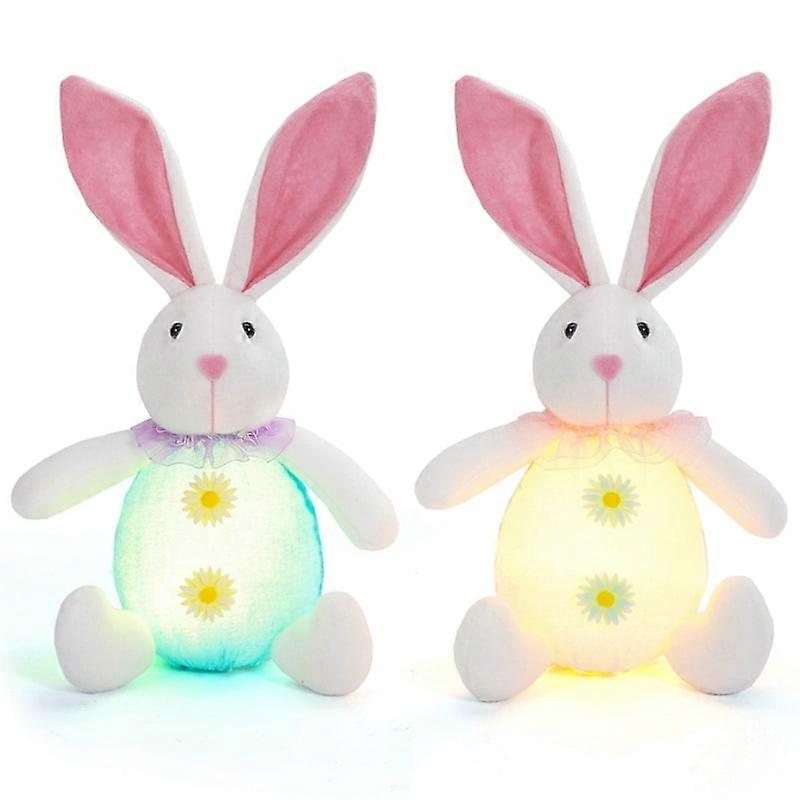 2Pcs Easter Bunny Decorations Easter Gnomes, LED Easter Decor Handmade Swedish Tomte Doll, Spring Decorations for Home