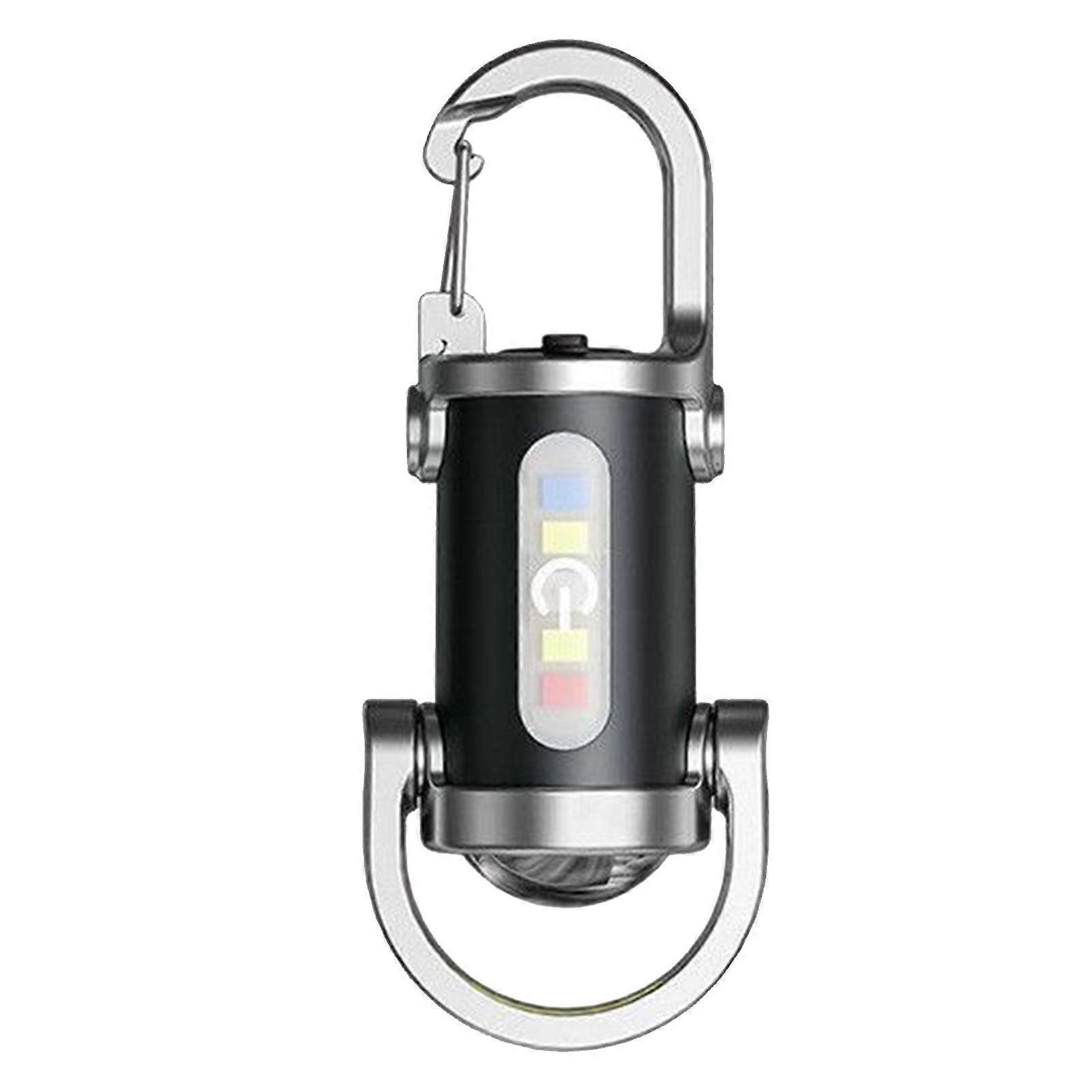 Jikaixiang Mini Flashlight 5 Lighting Modes Dual Light Source Waterproof Rechargeable Keychain Flashlight Camping LED Torch