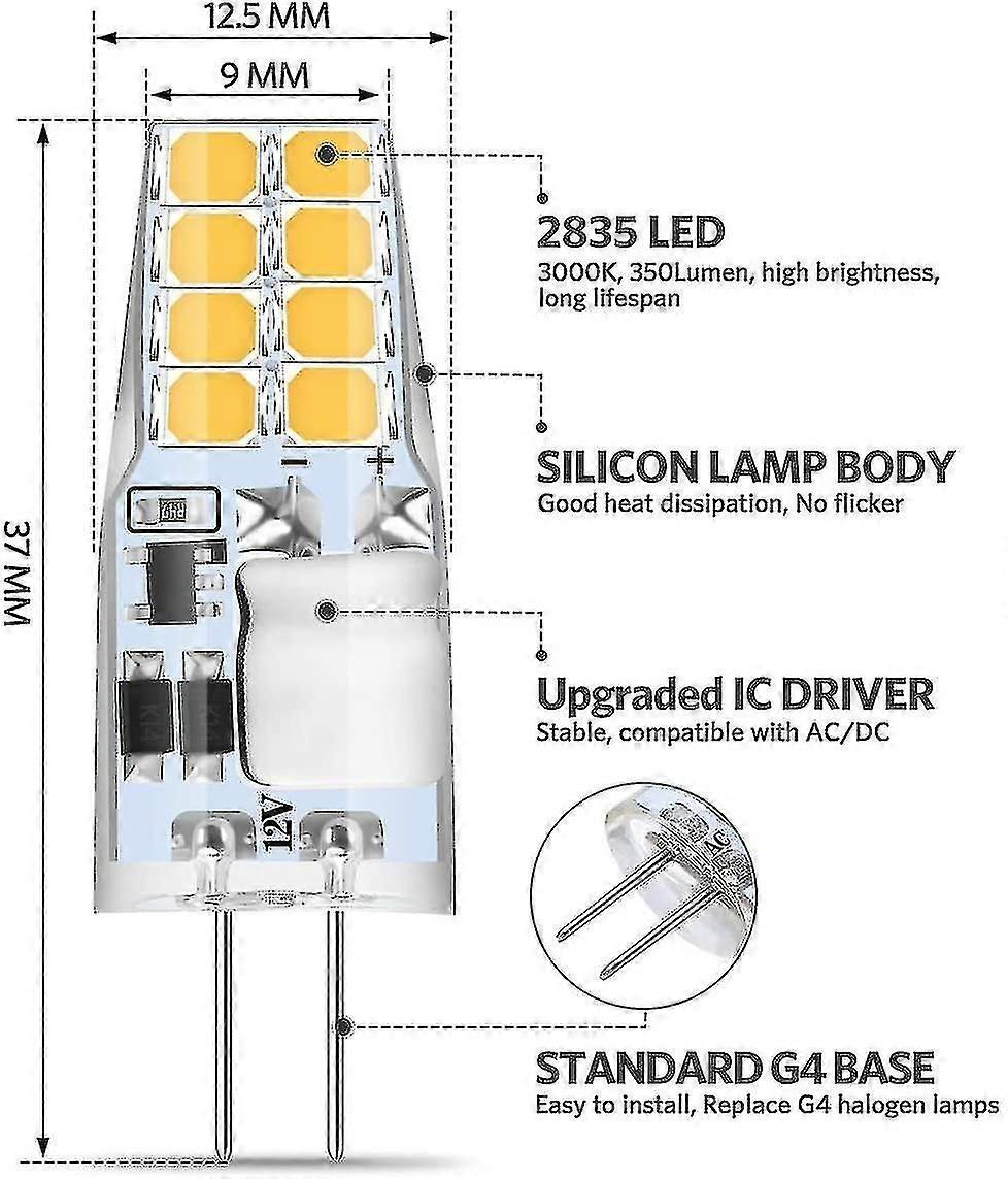 G4 Led Warmweiß, 10 G4 LED Lampe 12V, 3W Warmweiß