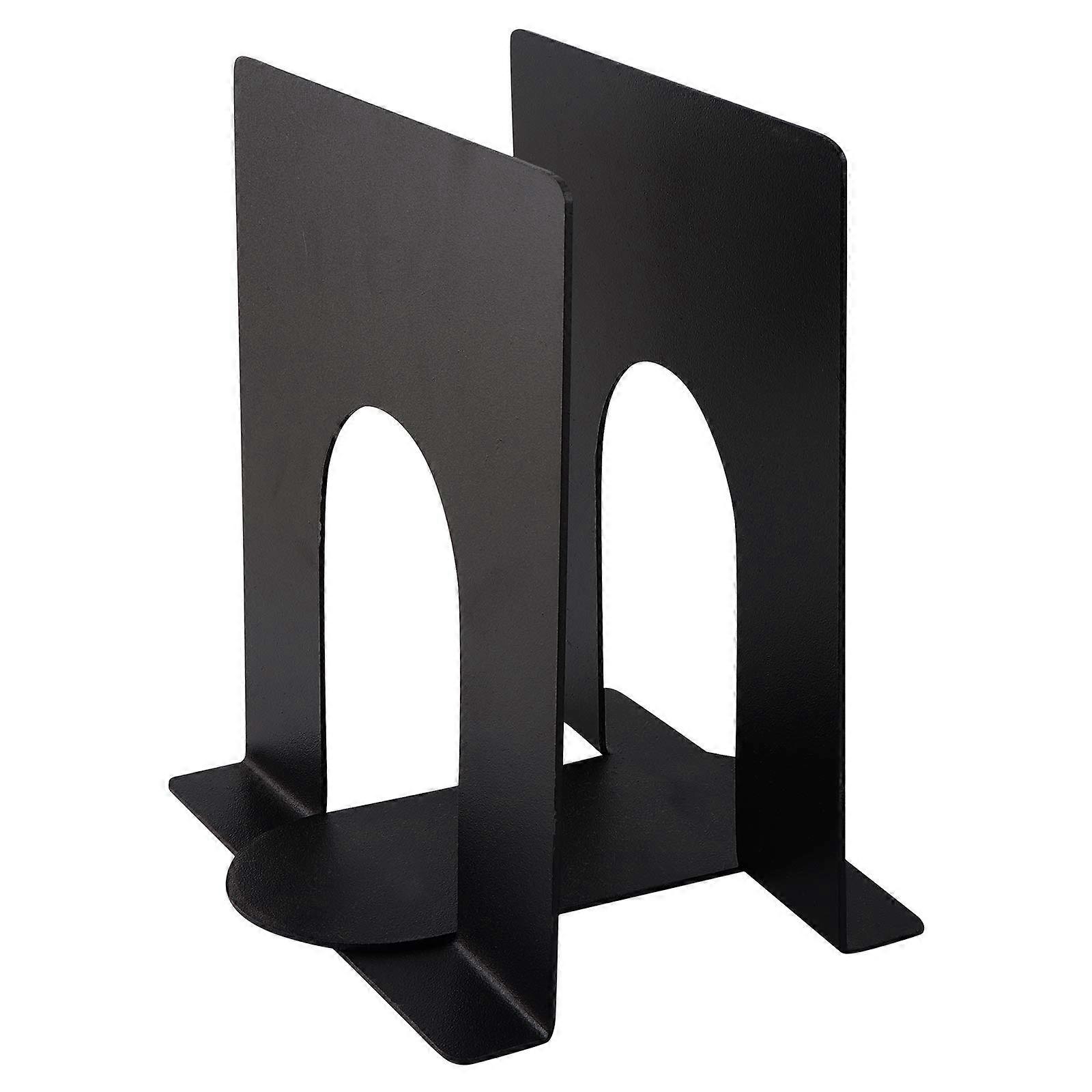 2 Socket Black Metal Book End Table Book Stand For Home Library Office Decor