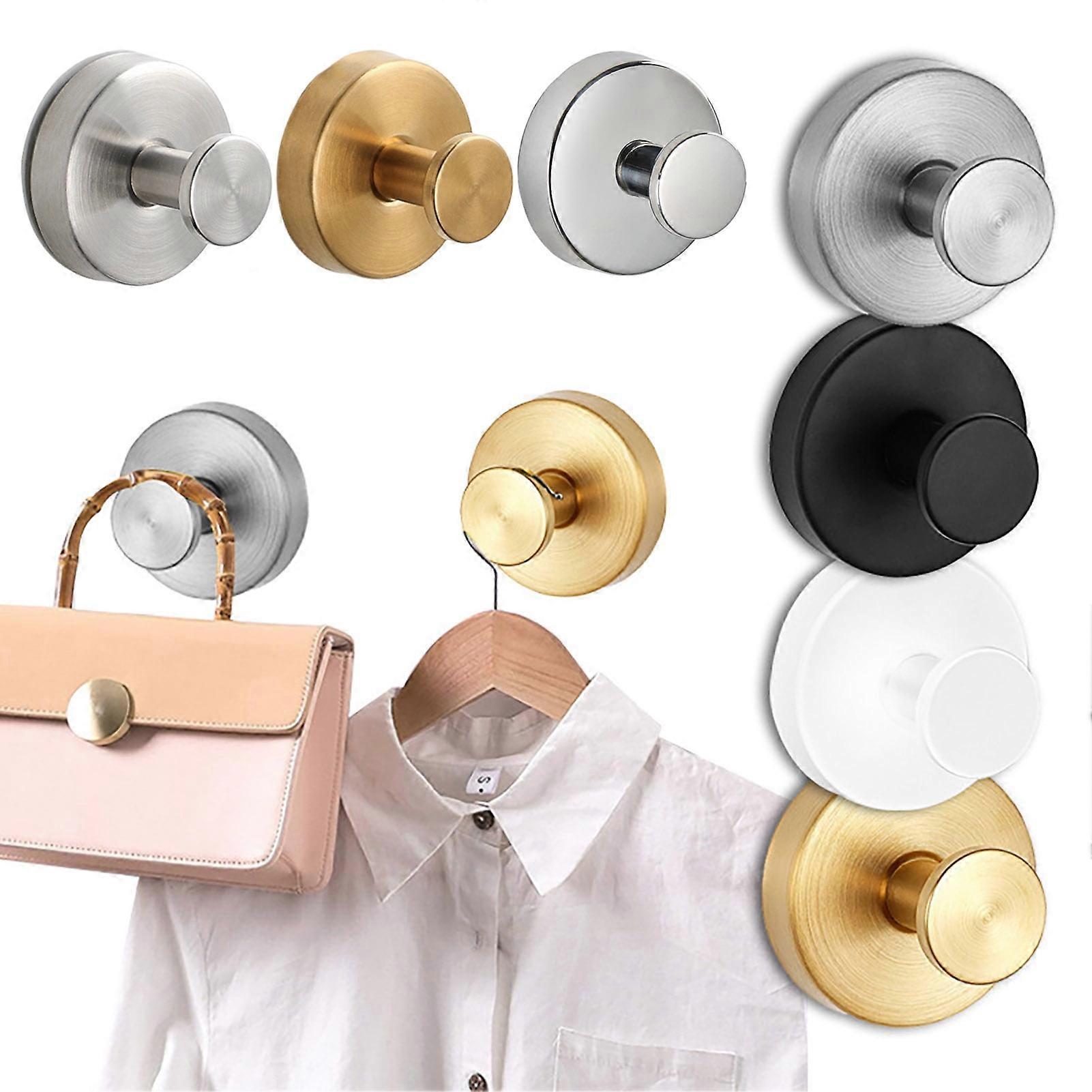 SUSUchens 2Pcs Suction Cup Hooks, Golden Towel Hanger, Rustproof, No Drilling, Easy Install, Strong Load, for Towels Coats Bathrobes