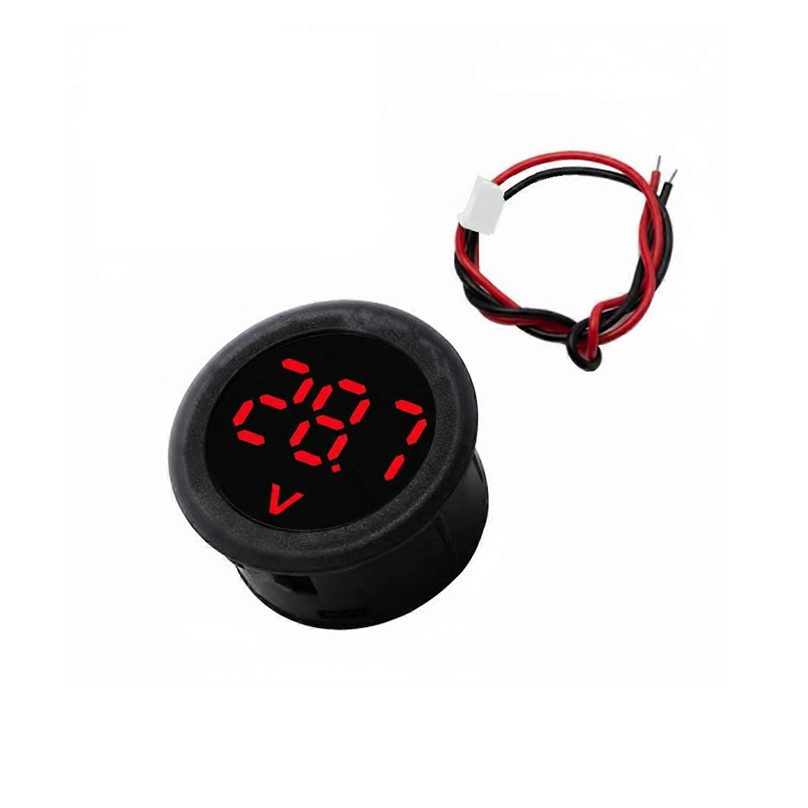 5-100V LED Digital Display Round Two-wire Voltmeter Digital Car Voltage Current Meter Volt Detector Tester Monitor Panel  Red
