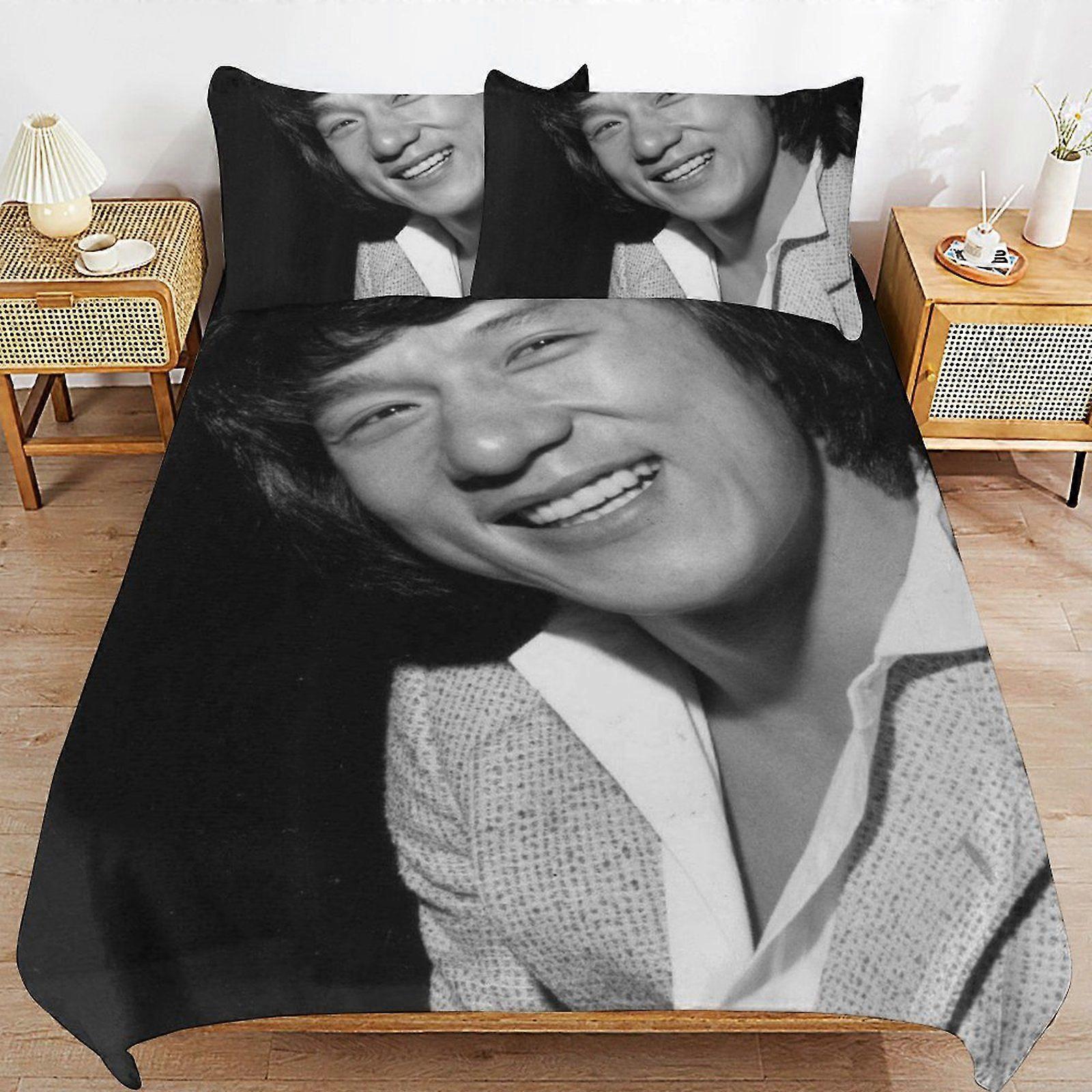 u49 Jackie Chan Smooth Fabric Durable Zipper Comfortable Texture Machine Washable Duvet Cover Sets for Bed n49