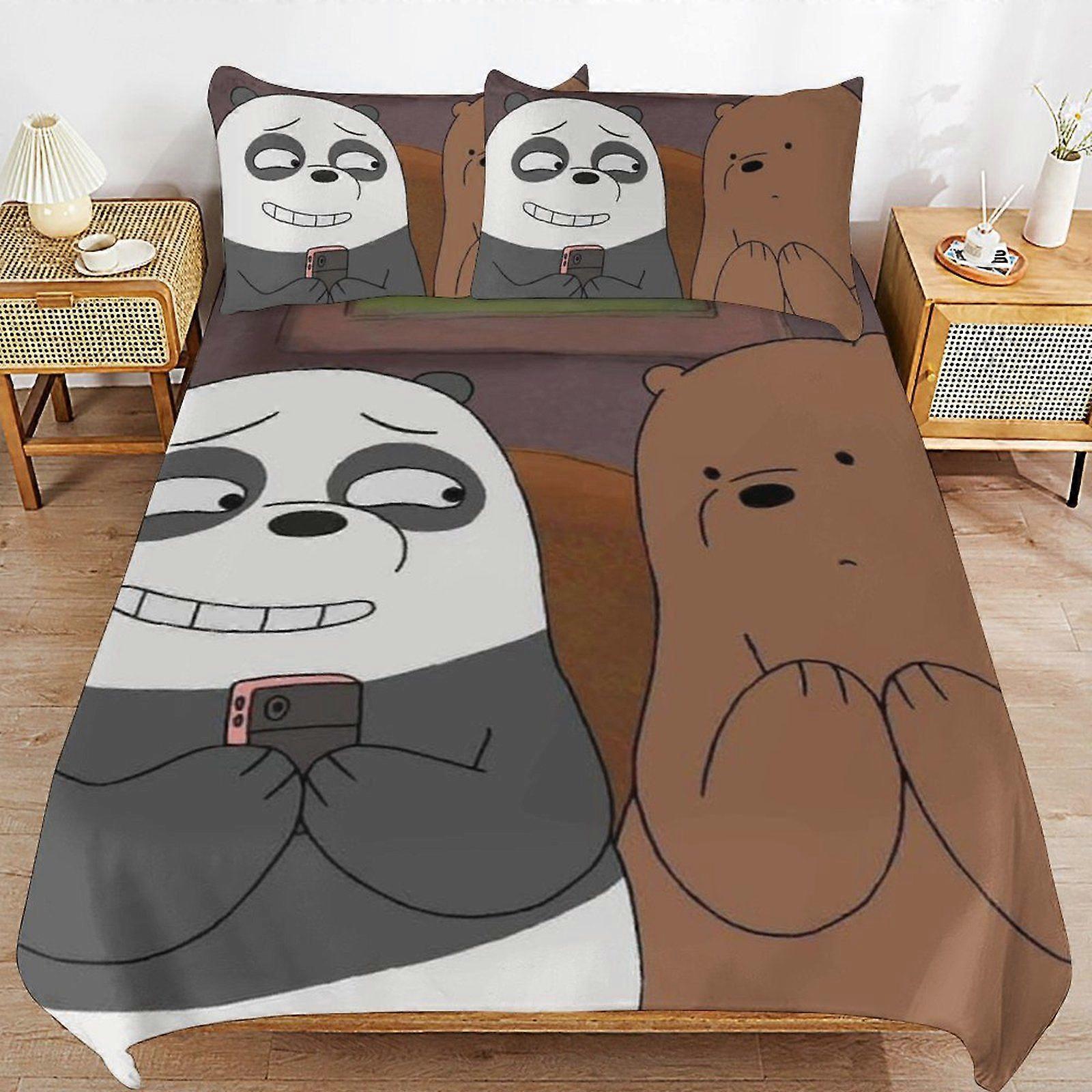 o323 We Bare Bears Season Breathable Surface Smooth Construction Rest Focus Soft Zipper Duvet Cover Sets Fitment d323