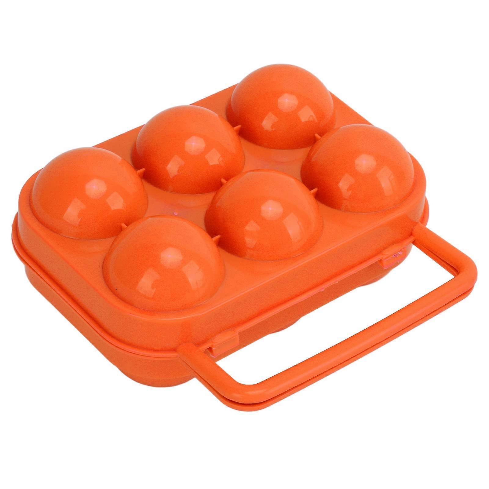 6 Egg Cartons 6 Count ABS Plastic Egg Storage Containers with Grid Pack in Orange for Safe Egg Transport and Organization
