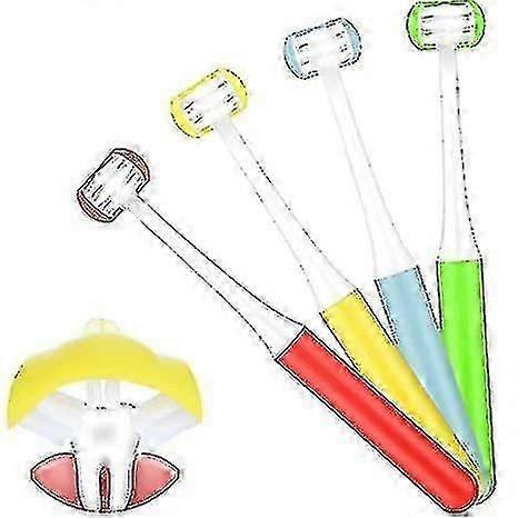 4pcs Autism Toothbrush For Needs Soft Wrap-around Tooth Brush Saving For Kids 3d Toothbrushes 3 Side_yyc