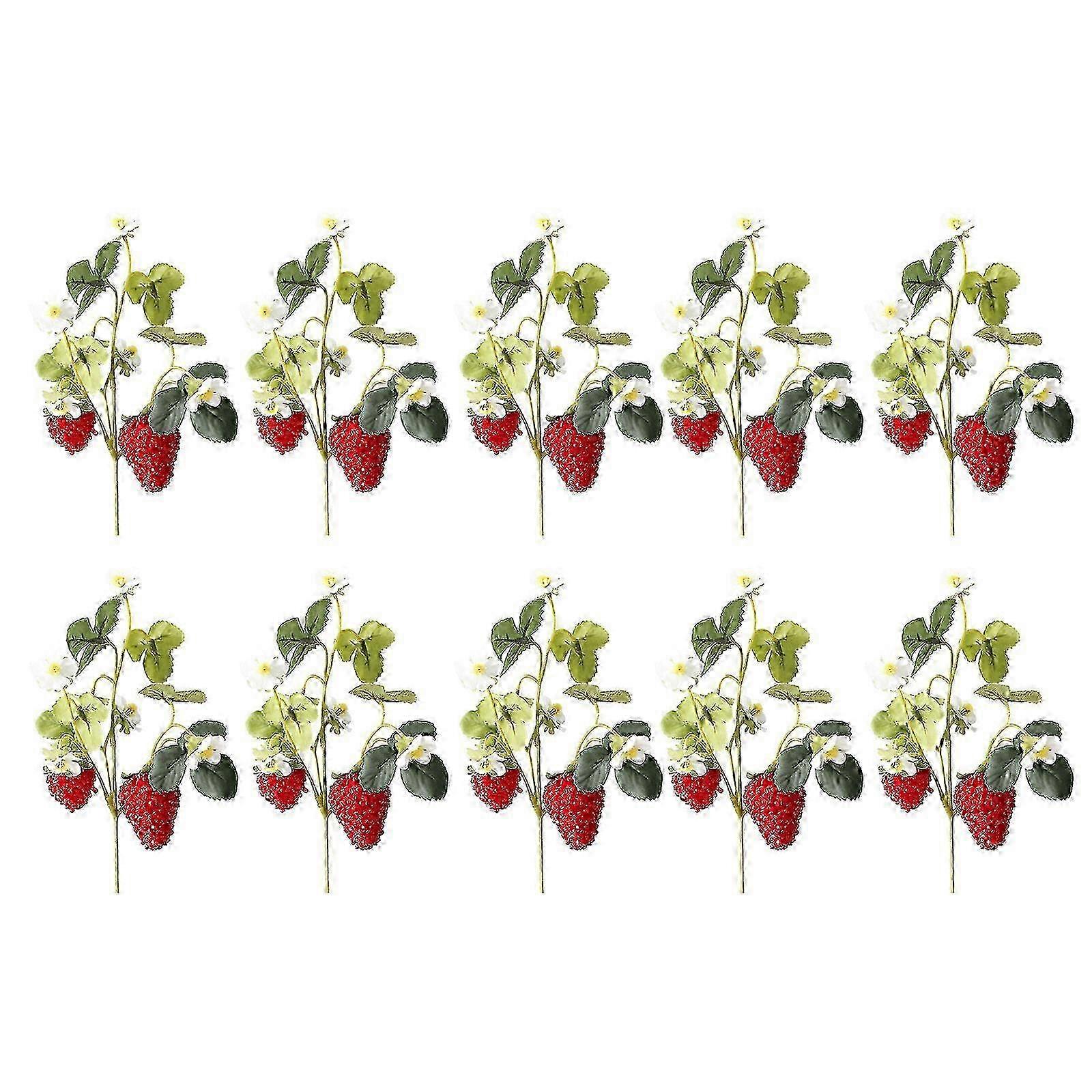10 Bunches of Lifelike Artificial Flowers, Includes Strawberries and Mulberries, Perfect for Decor