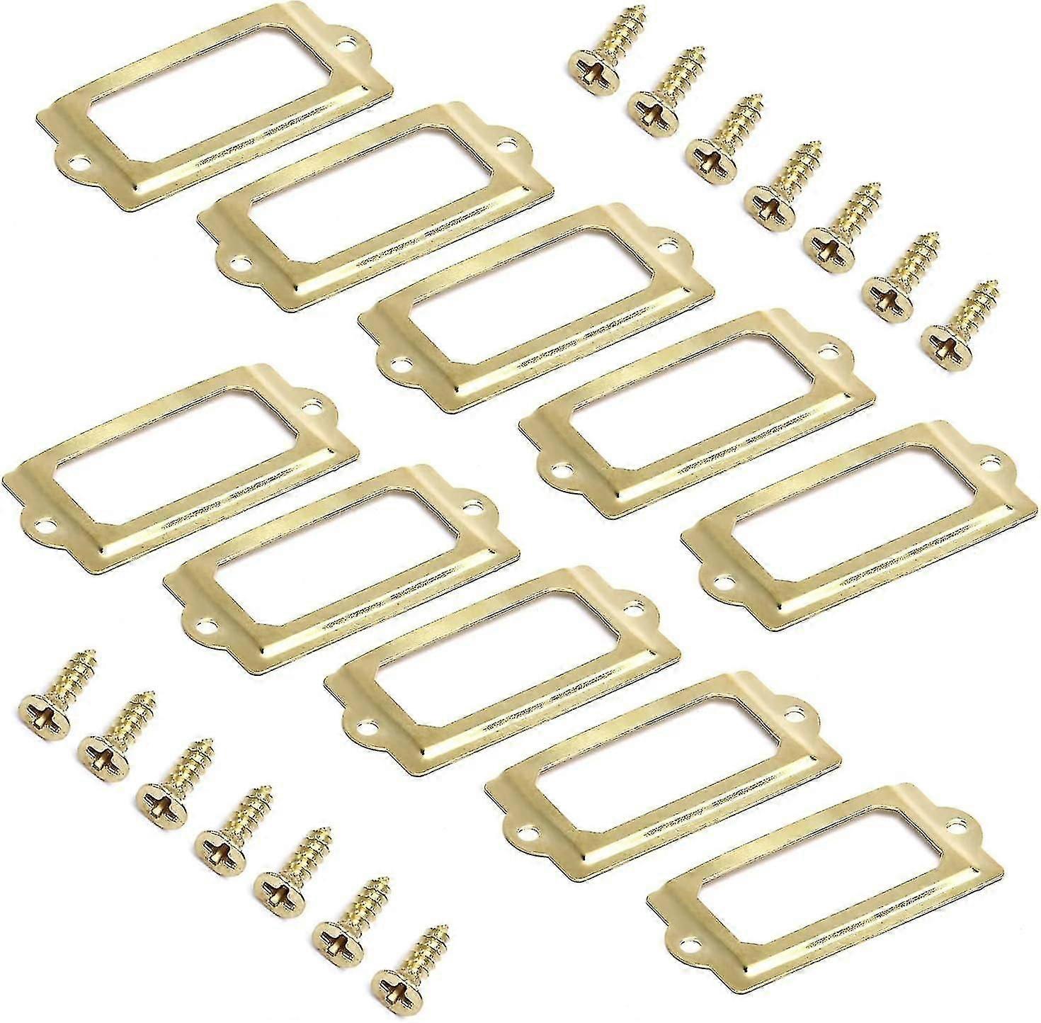 30pcs Metal Label Frame, 70 X 33mm Antique Bronze Label Frame Card Holders With Screws For Office Library Furniture Card File Drawer Cabinet
