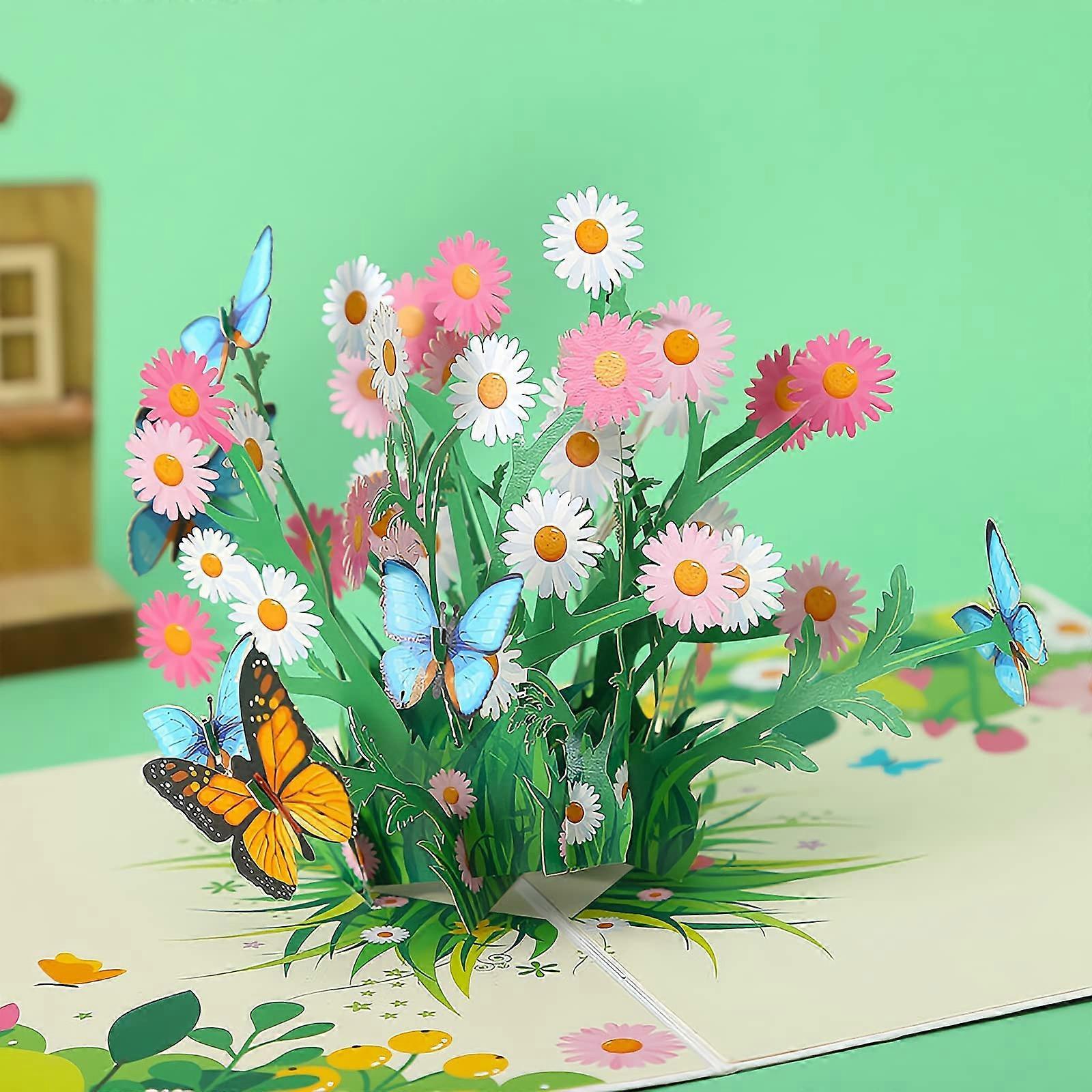 Butterfly and Daisy Pop up Card For Wife And Family With Envelope And Blank Note Tag For Birthday And Anniversary