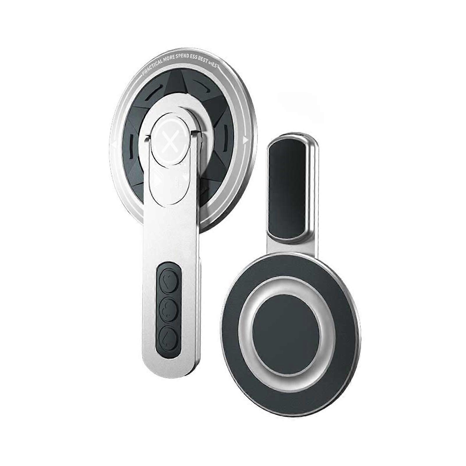 360 Degree Rotatable Aluminum Phone Dock Magnetic Attachment Stand with Decompression Clicks For Mobile Screen Watching  Silver