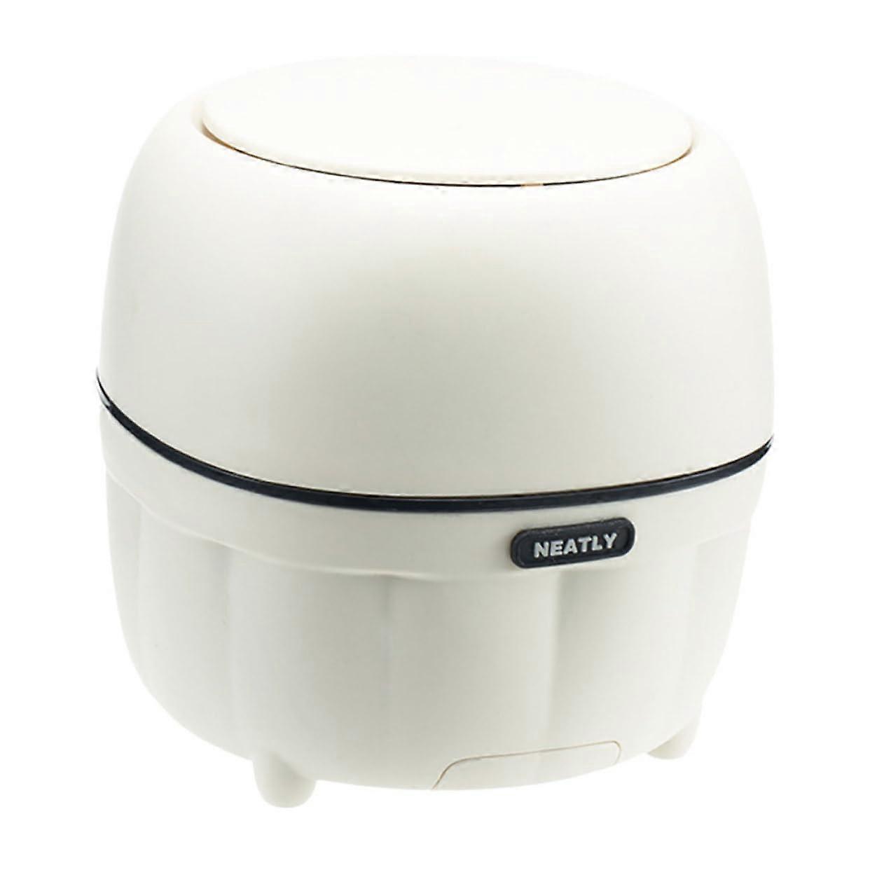 Tiny Trash Can Lid Desk Trash Can Mini Garbage Can Portable Waste Basket Office Plastic Small Black