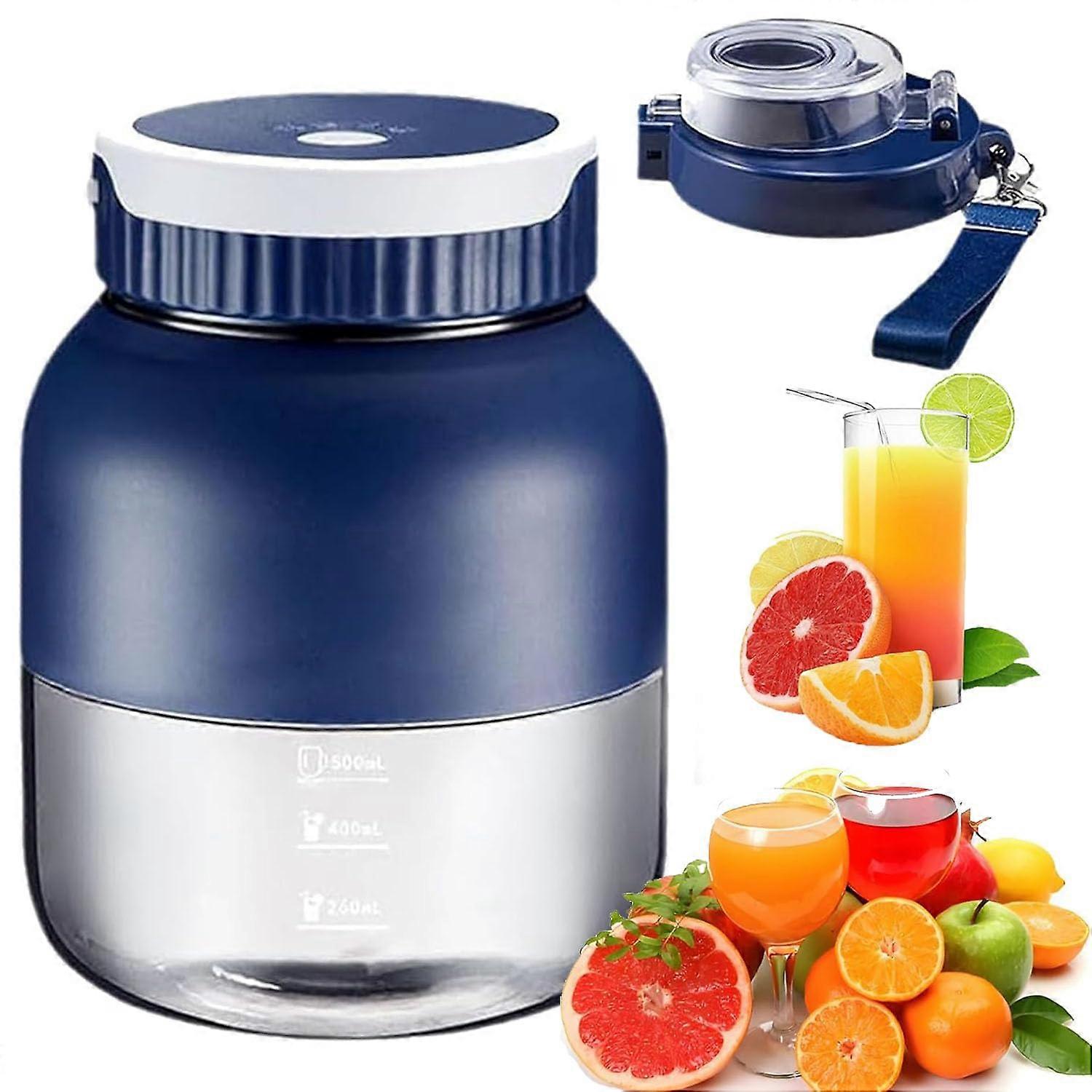 Portable USBC Rechargeable Blender 500ml with Double Cup for Smoothies, Shakes and Travel Blue