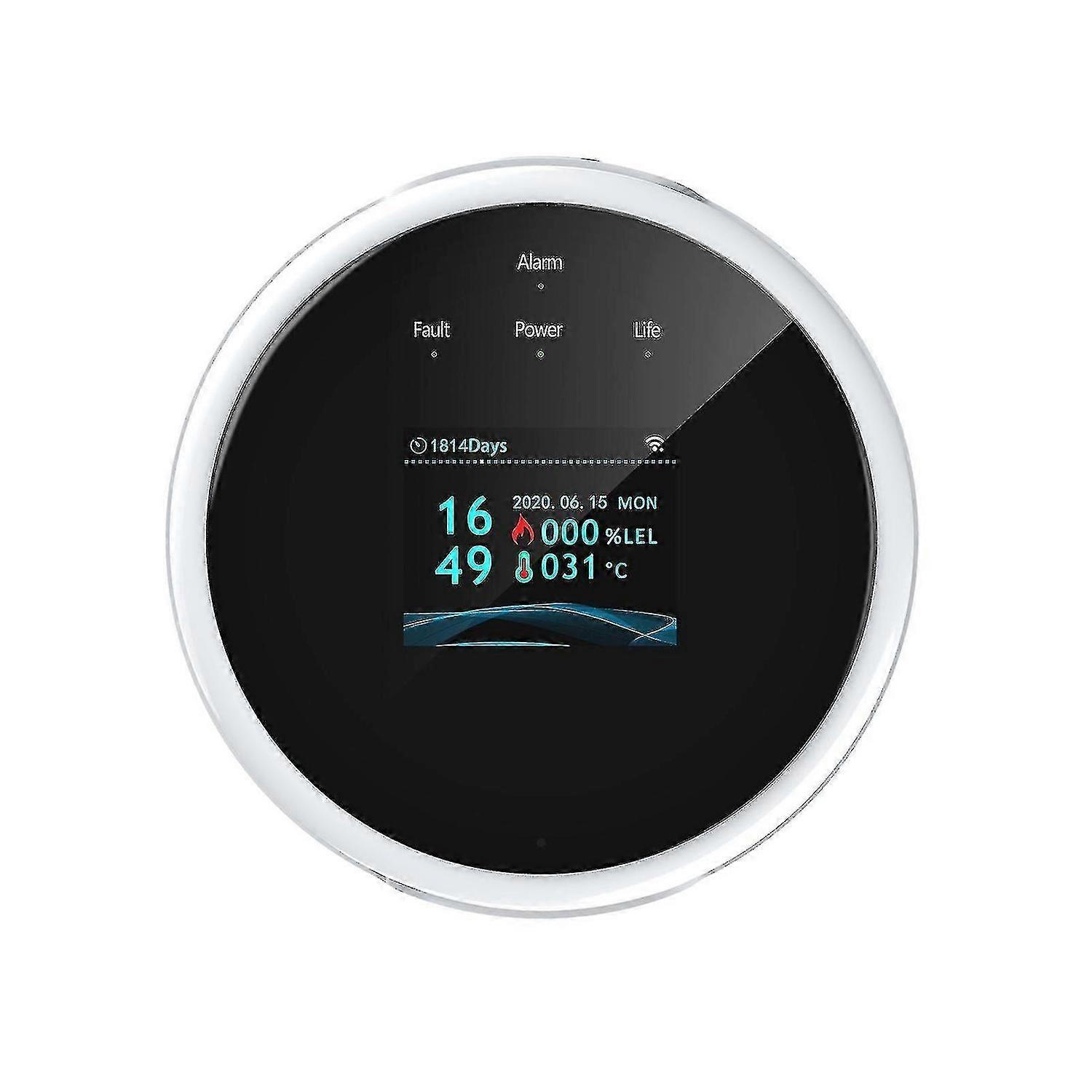 גלאי דליפת גז Wifi ואזעקת אש LCD תצוגת קיר רכובה על קיר האפליקציה בקרת Wi-Fi חכם Wi-Fi גז טבעי / בודק גפ"מ אזעקת מתאן באזלר עם קול &ligh