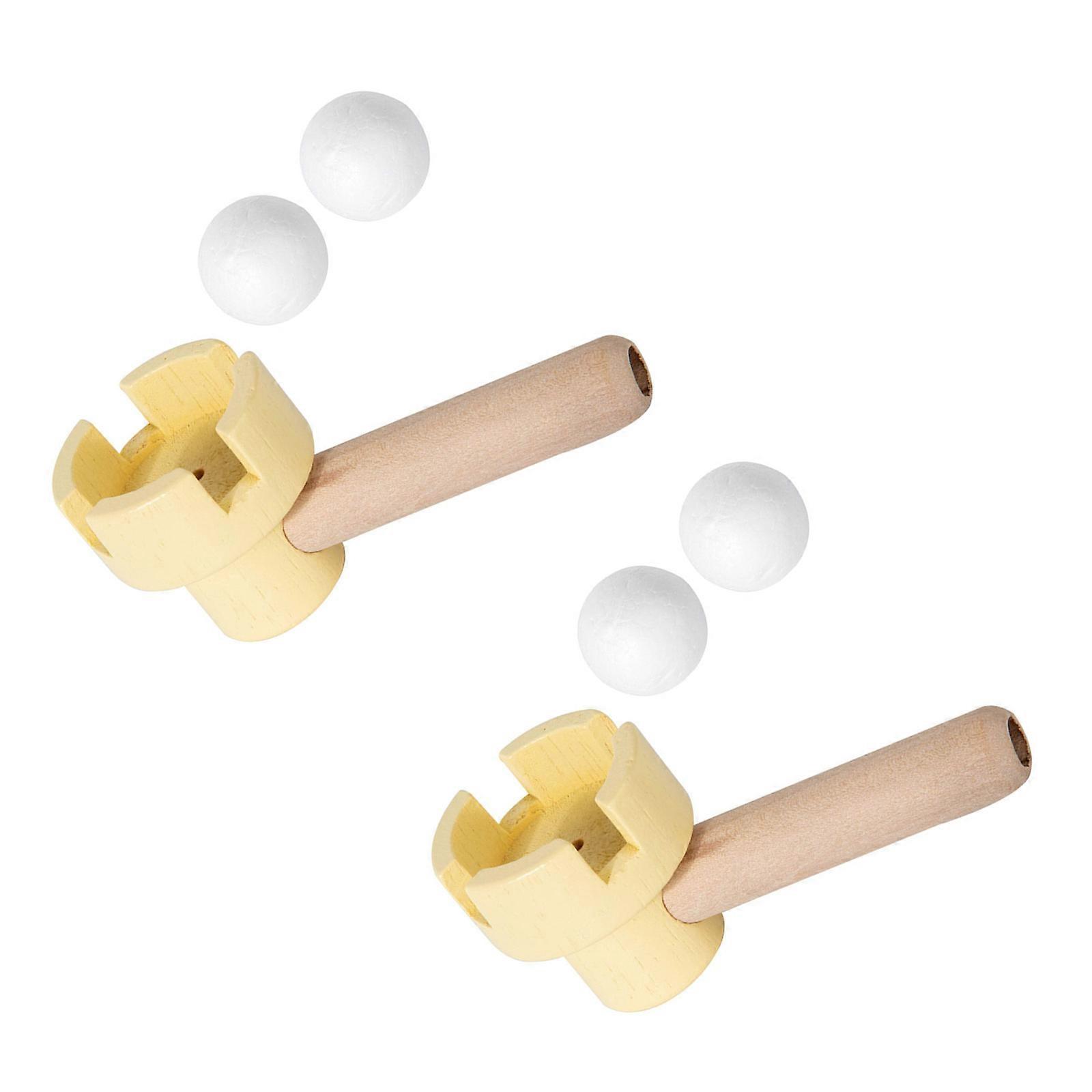 Vibrant Floating Ball Blowing Game With Sustainable Wood Construction Promotes Coordination And Group Interaction  Yellow