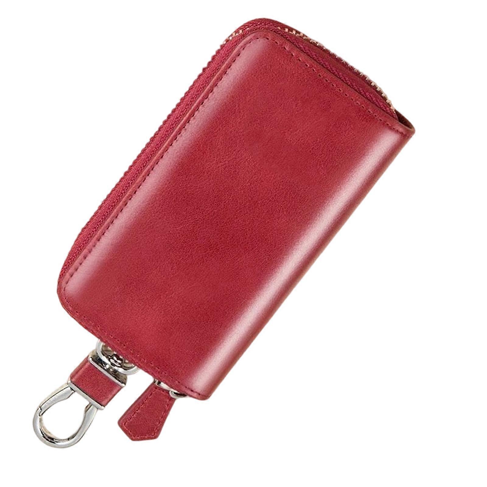Permanent PU Leather Travel Key Bag With Full Length Slide Security Lock And Dense Waist Fastening Mechanism  Claret
