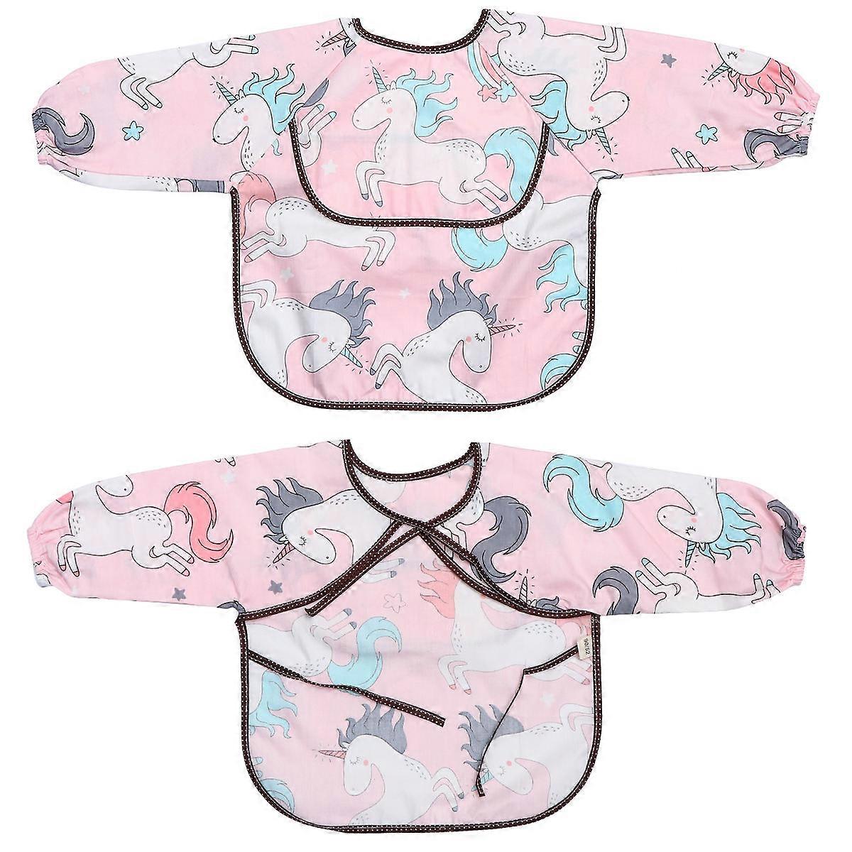 Feeder Bib Baby Safe Cotton Waterproof Cartoon Pattern 2Pcs