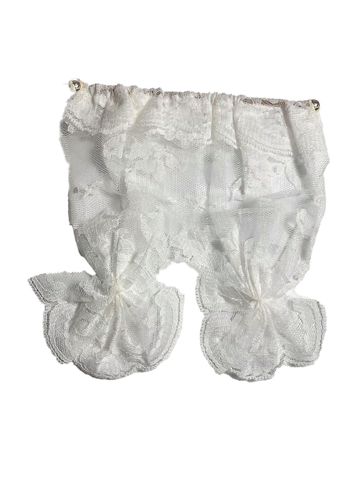 Dolls House Ecru Lace Net Curtains Tied Back 1:12 Window Accessory