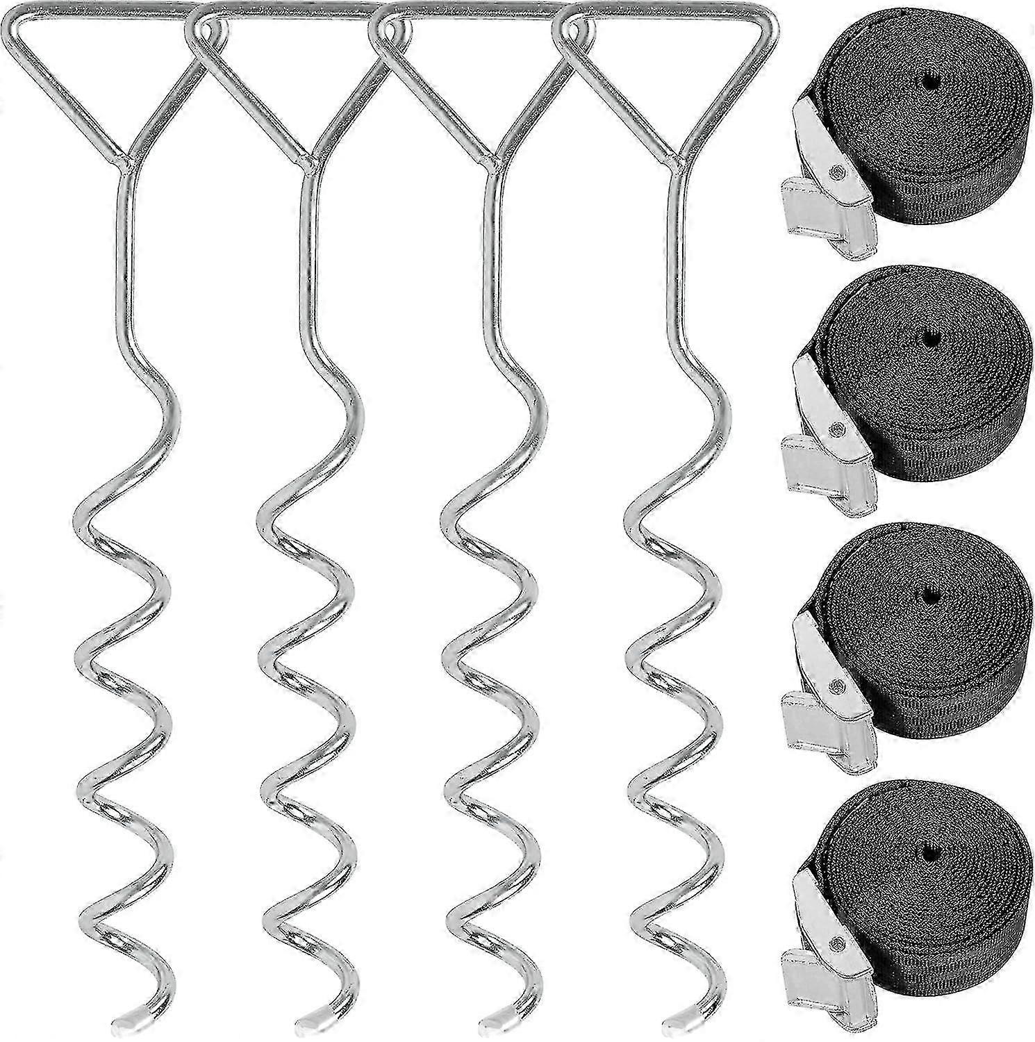 Trampoline Stakes and Tie Down Straps Kit - Durable Anchoring Solution for Gardens
