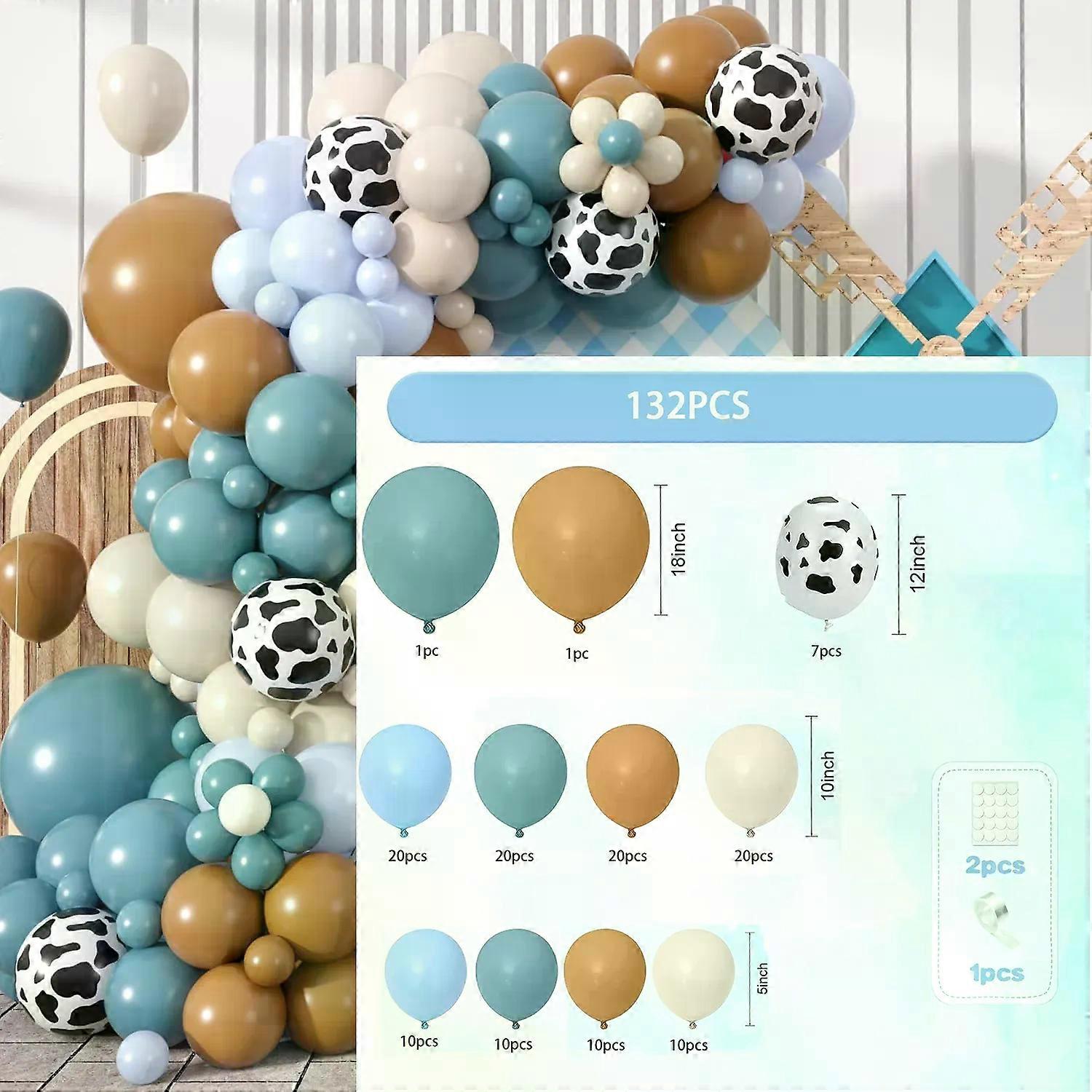 Cow Print Balloon Arch Set Contains Different Sizes of Balloons Suitable for Birthday Beach Christening Theme Party Decoration