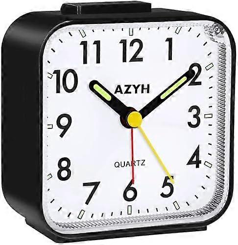Analog Alarm Clock, Silent No Ticking Alarm Clock with Light, Snooze, Battery Operated, Loud Alarm, Luminous, Portable Clock, Quiet Small Travel Clock