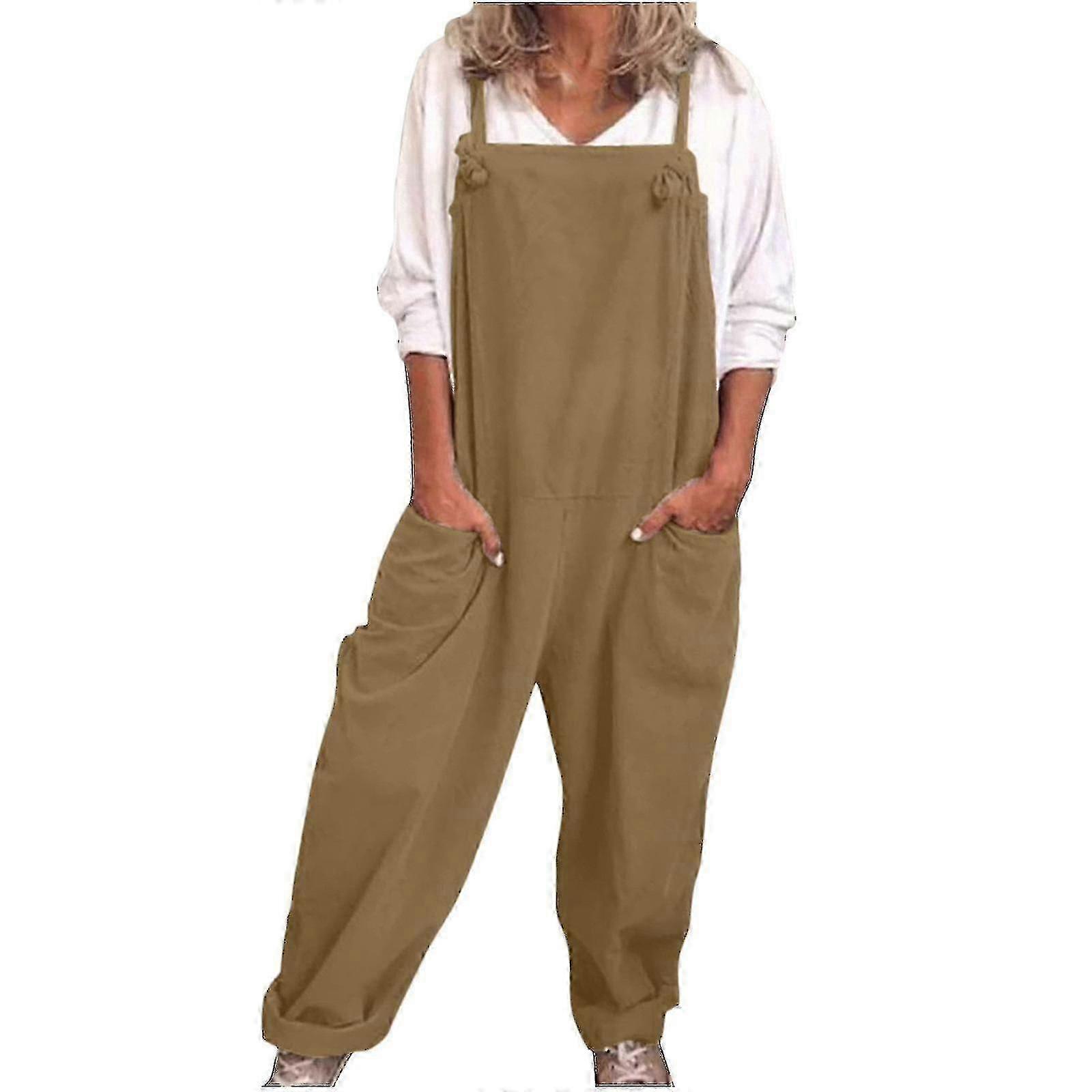 Combinaison ample pour femme - Barboteuse décontractée en coton et lin