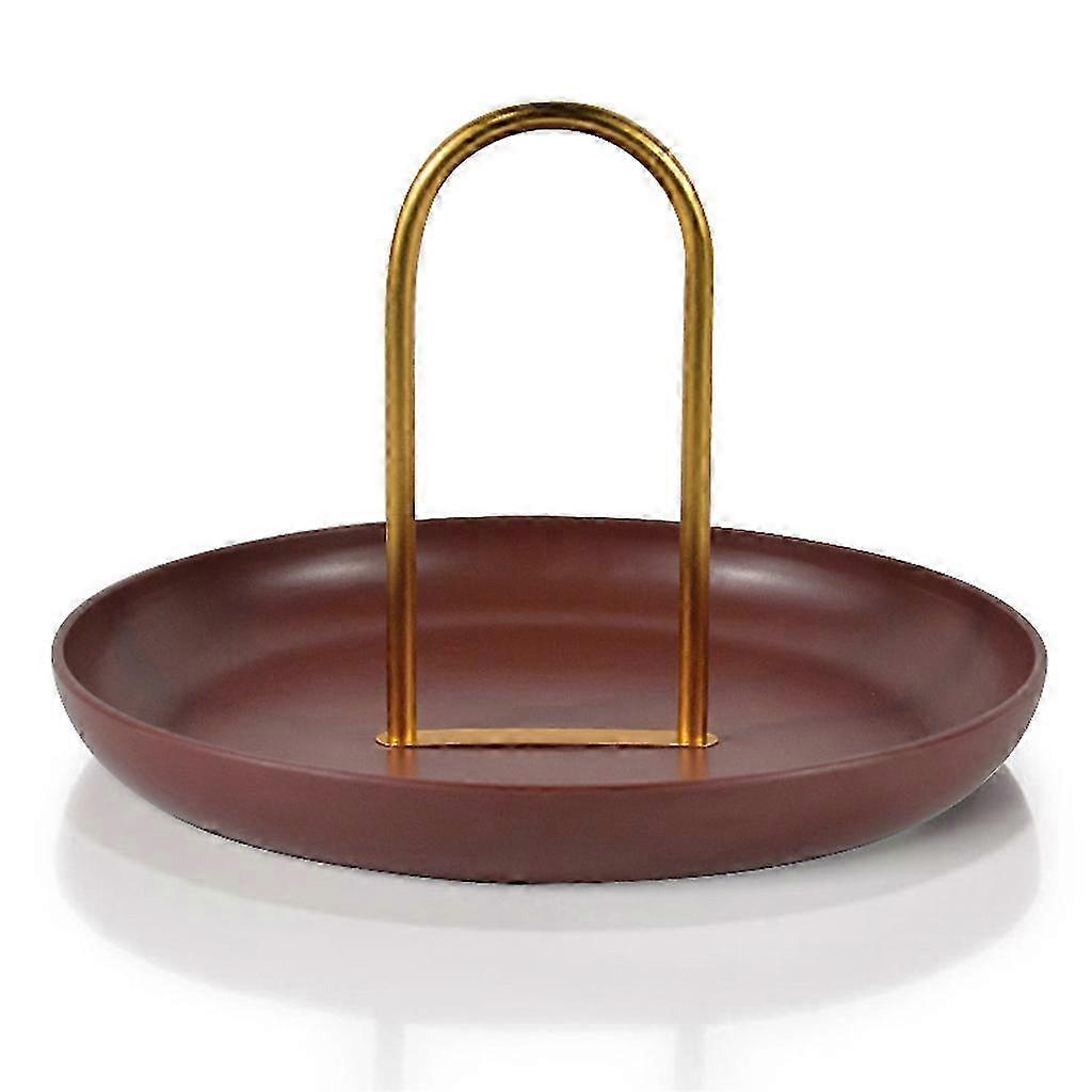 Round Home Storage Tray with Loop Handle Multi Purpose Fruit Dessert Plate Dish Red