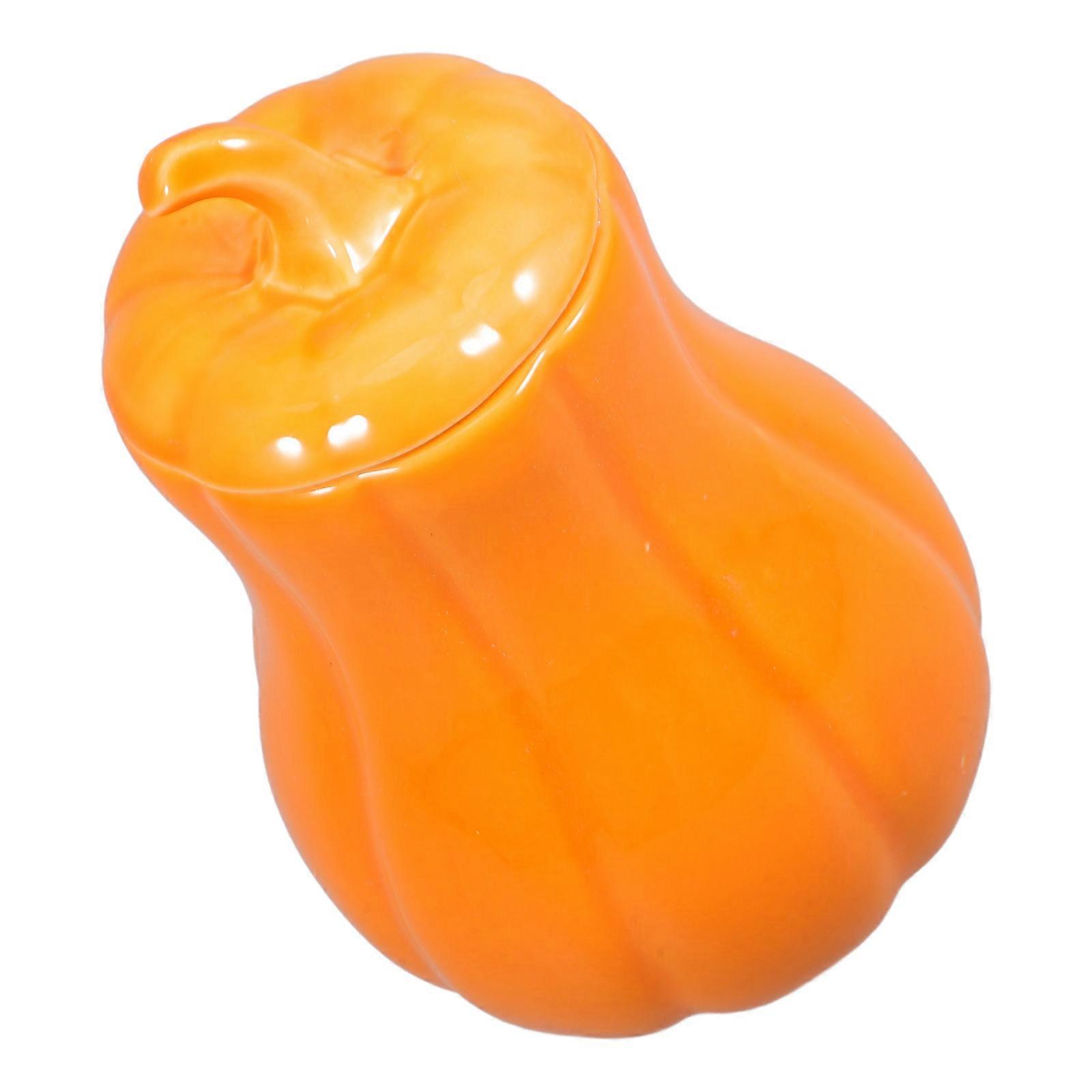 Pumpkin Shaped Ceramic Jar with Lid for Loose Tea Storage Jar